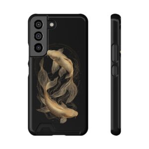 Pisces Zodiac Phone Case with Card Holder – Celestial Gold Fish