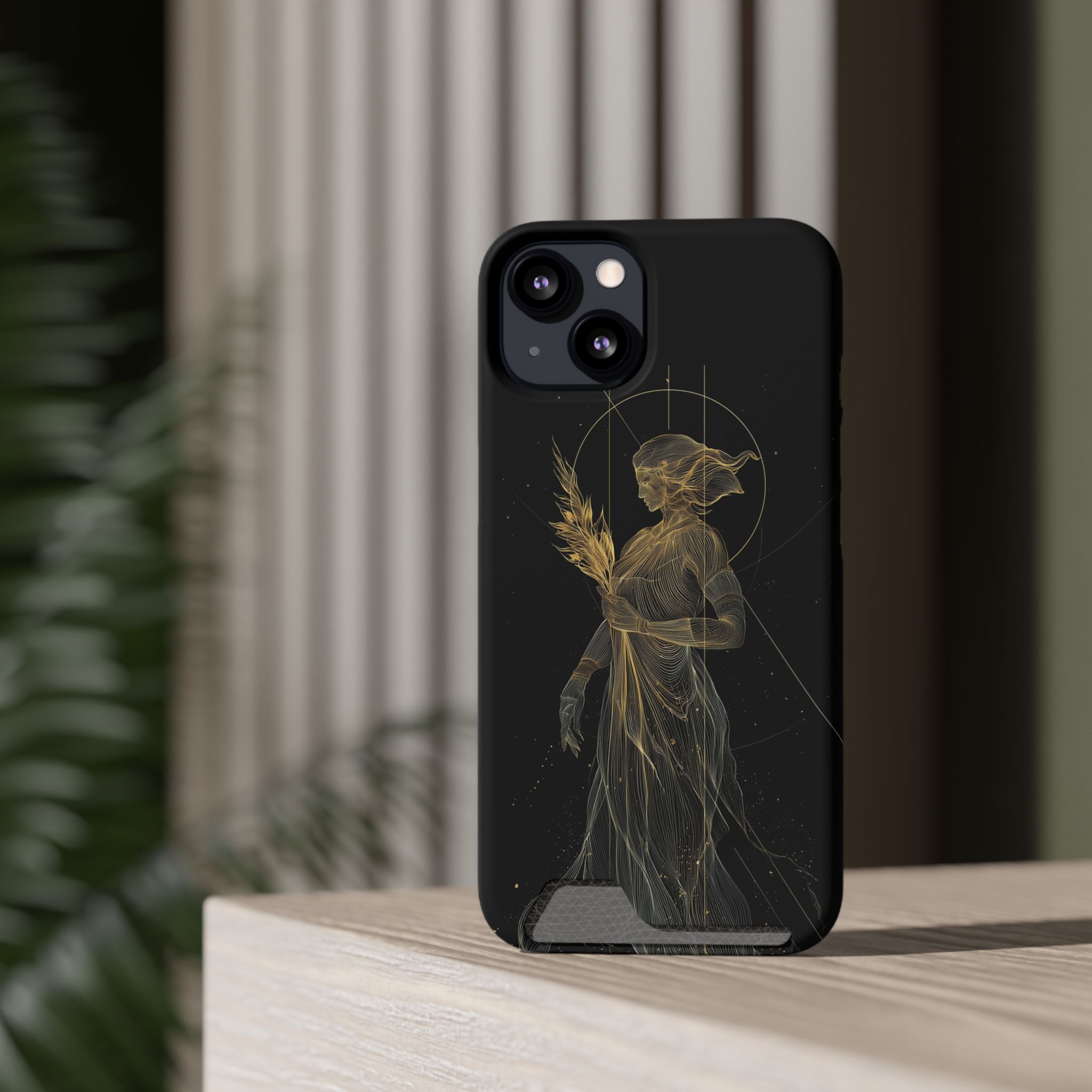 Virgo Zodiac Phone Case with Card Holder – Celestial Gold Maiden - Image 32