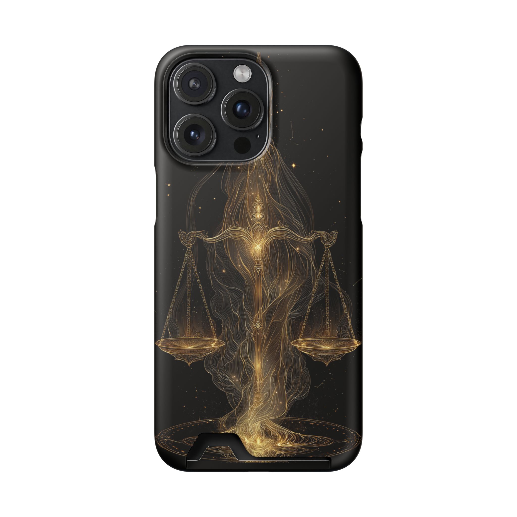 Libra Zodiac Phone Case with Card Holder – Celestial Gold Scales - Image 104