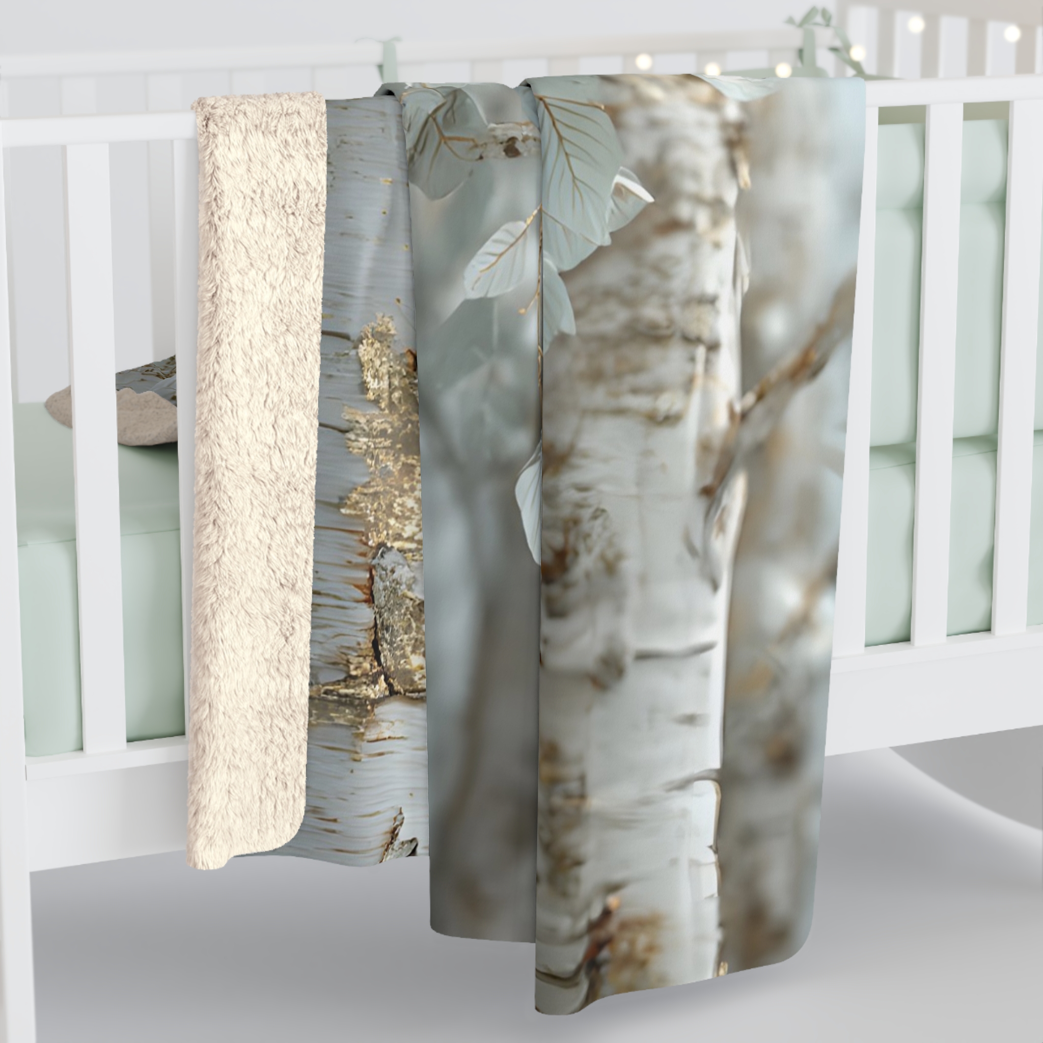 Golden Birch Forest Sherpa Blanket – Ethereal Woodland Throw - Image 8
