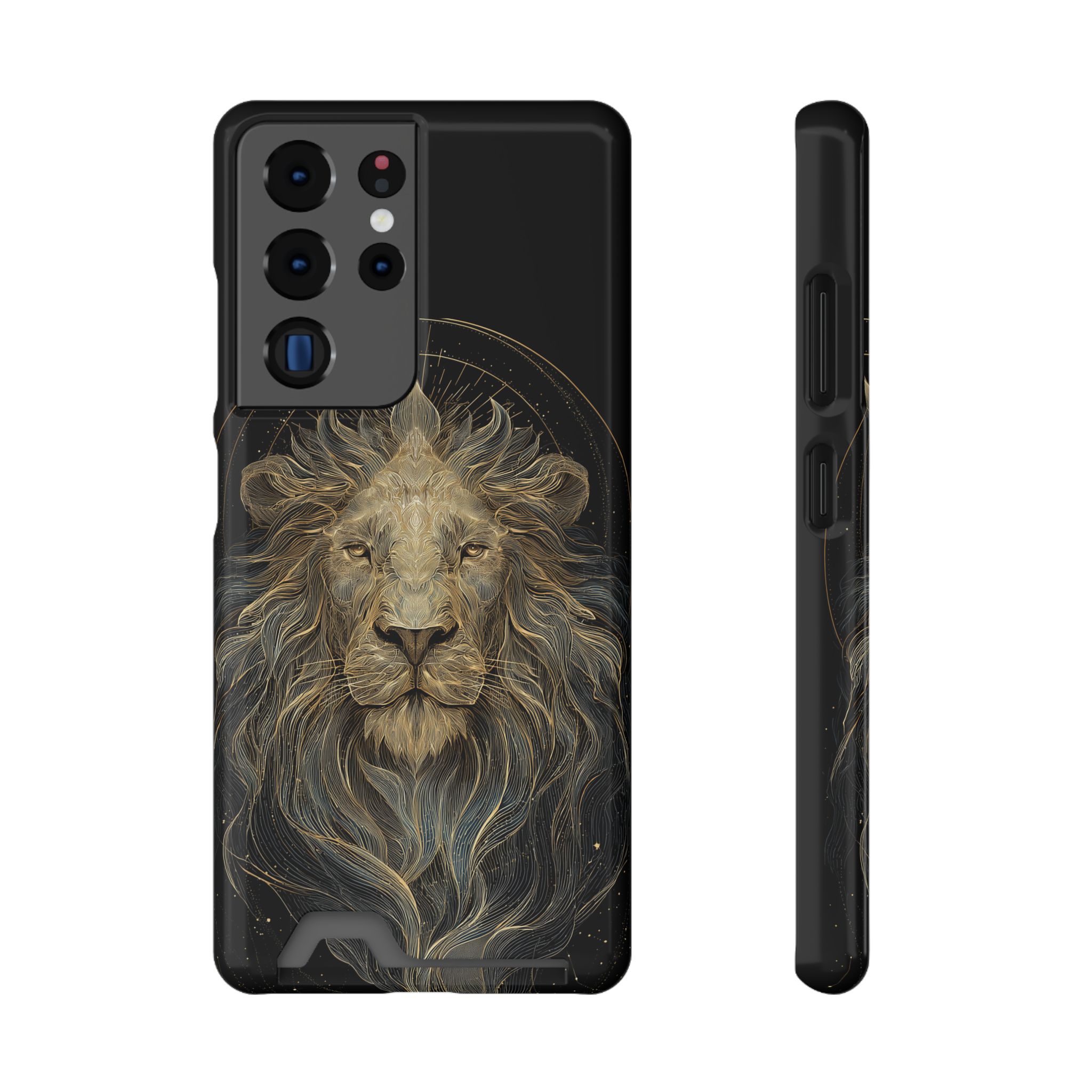 Leo Zodiac Phone Case with Card Holder – Celestial Gold Lion - Image 73