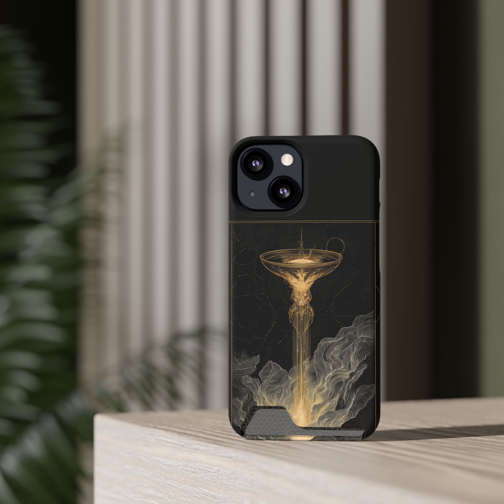 Aquarius Zodiac Phone Case with Card Holder – Celestial Gold Water Bearer - Image 40