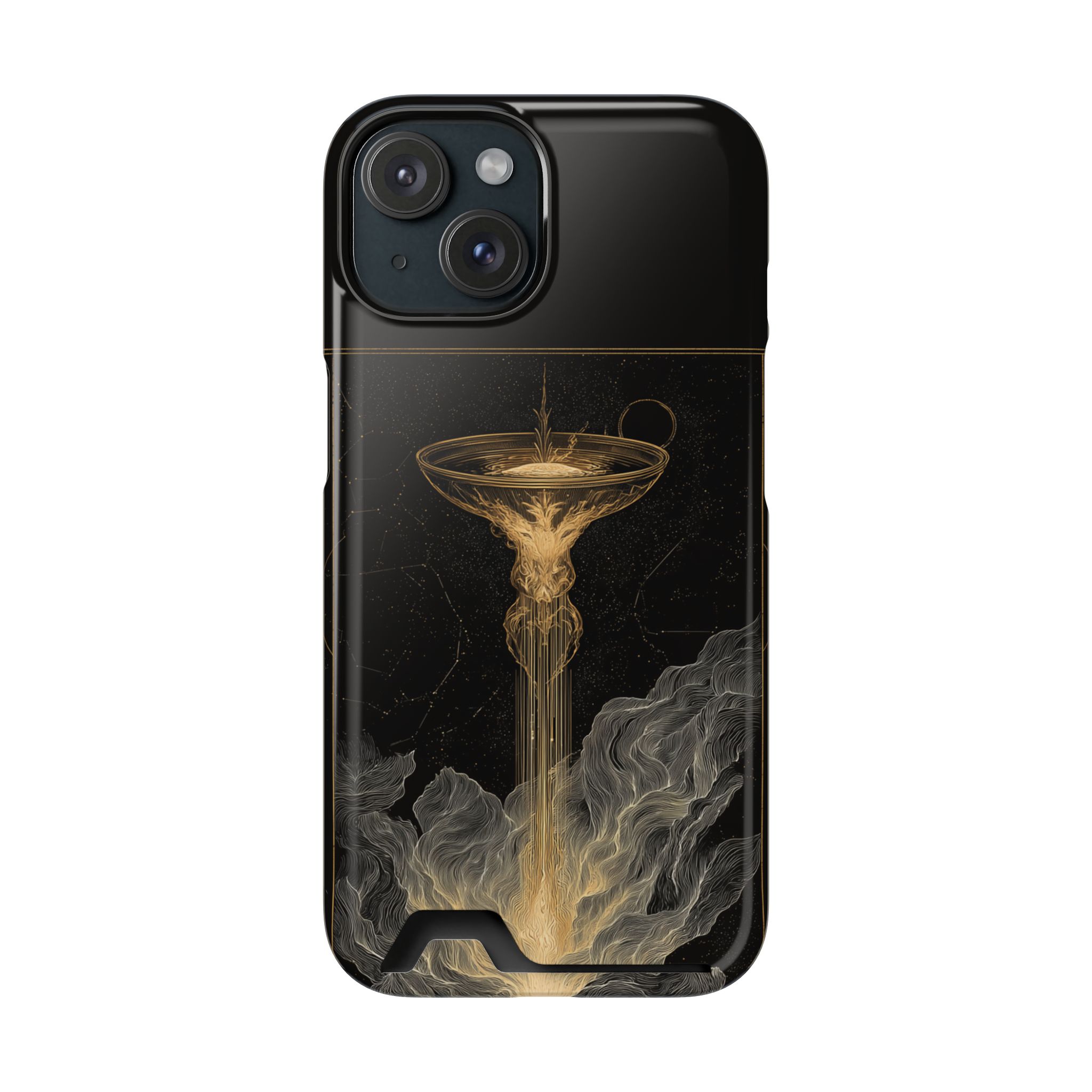 Aquarius Zodiac Phone Case with Card Holder – Celestial Gold Water Bearer - Image 97