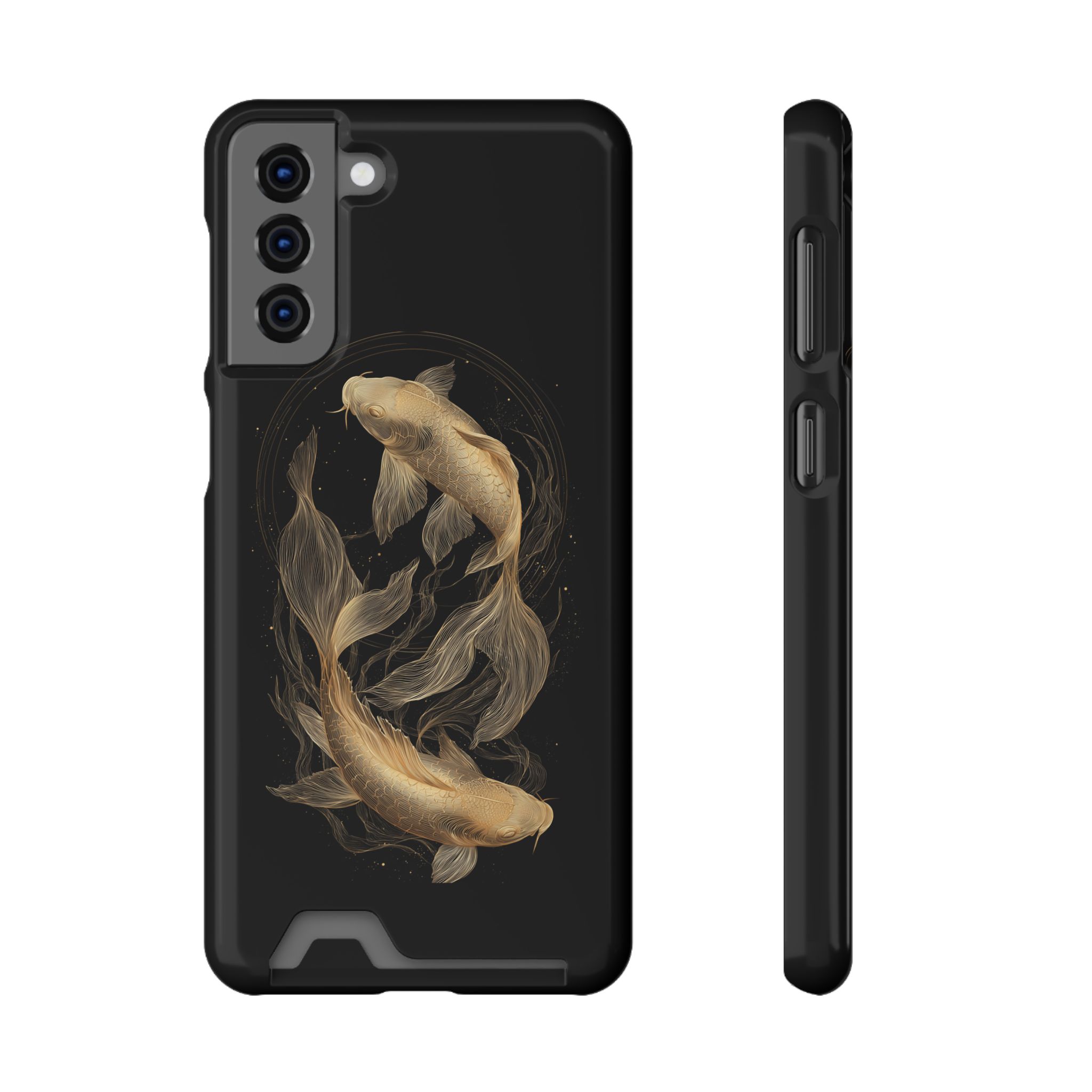 Pisces Zodiac Phone Case with Card Holder – Celestial Gold Fish - Image 65