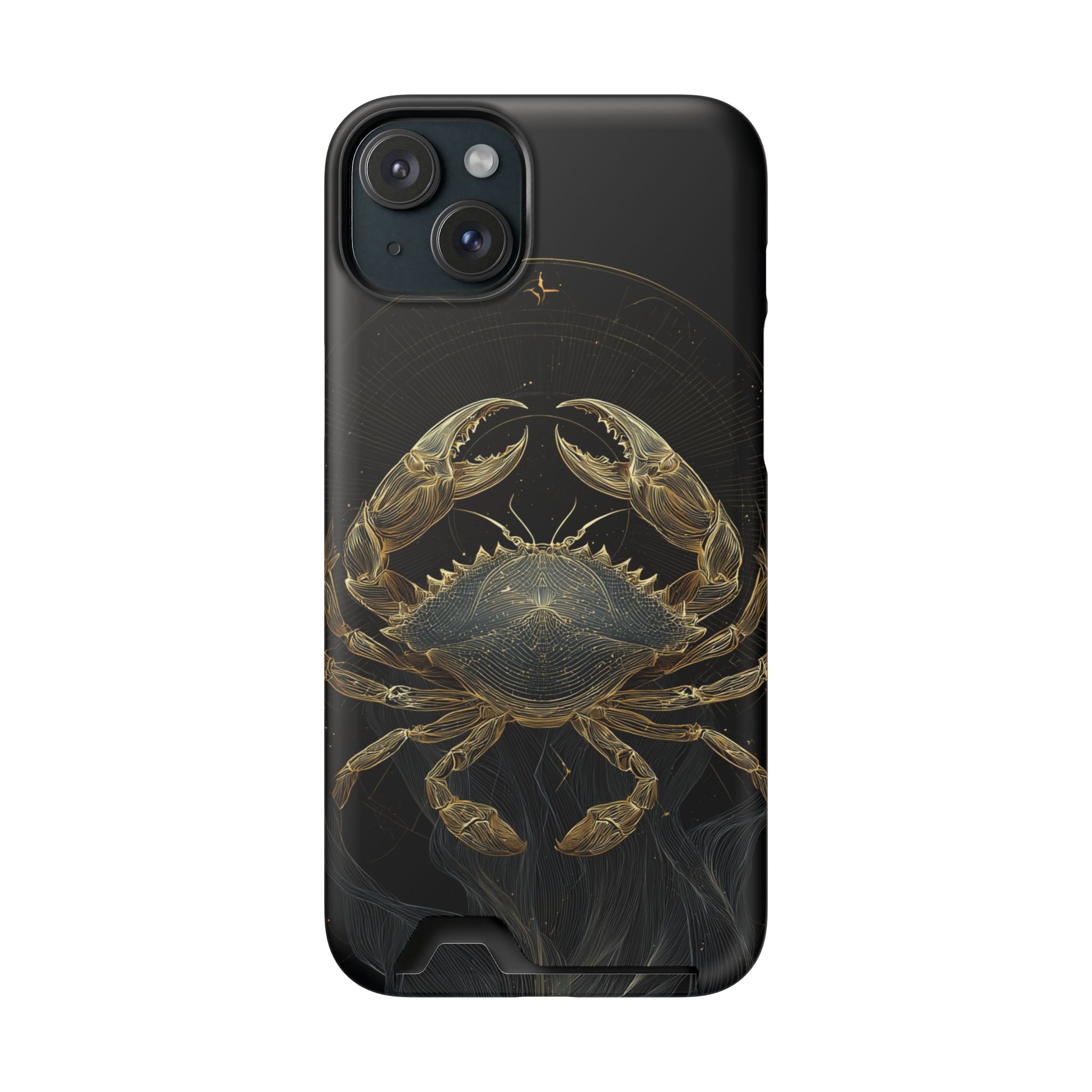 Cancer Zodiac Phone Case with Card Holder – Celestial Gold Crab - Image 102