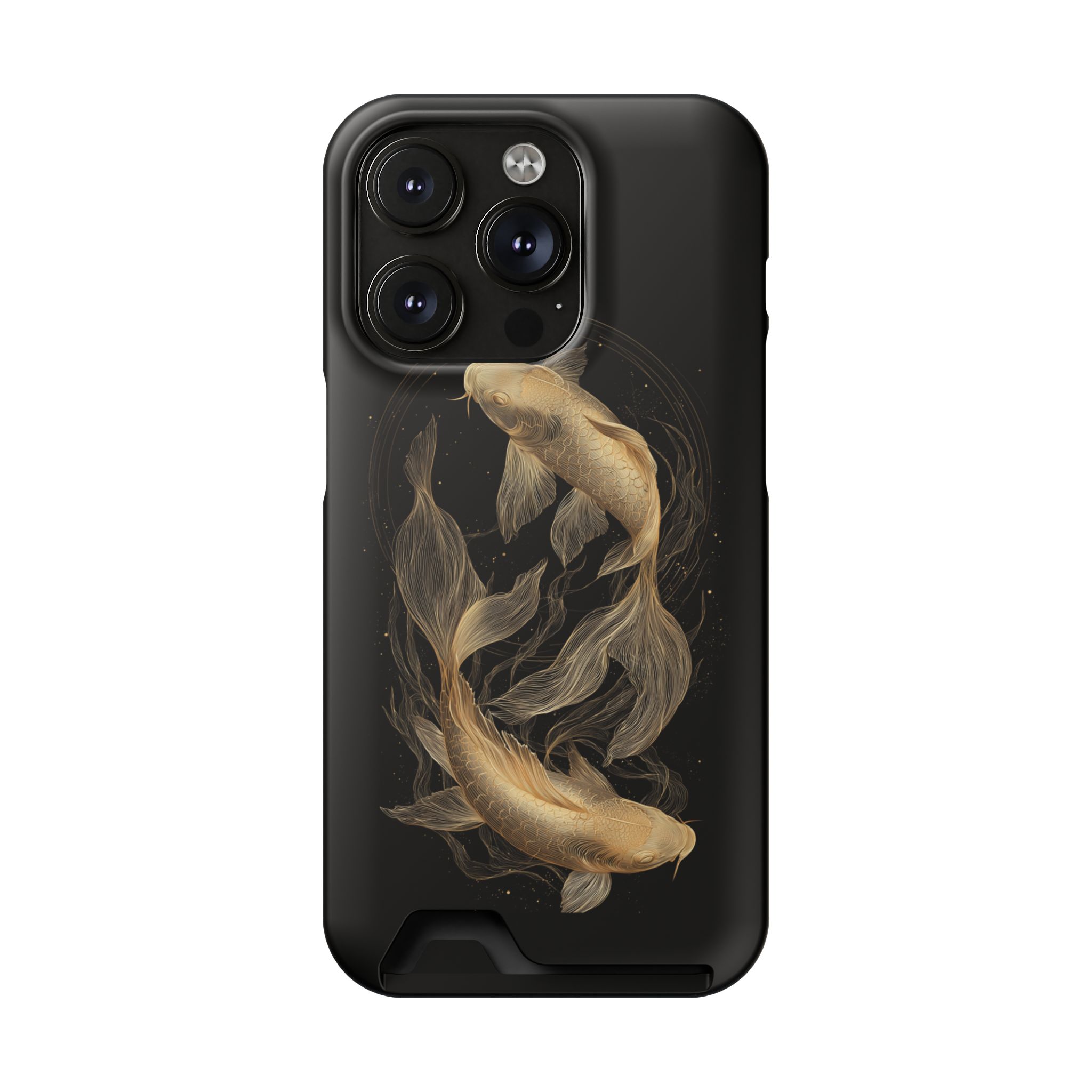 Pisces Zodiac Phone Case with Card Holder – Celestial Gold Fish - Image 90