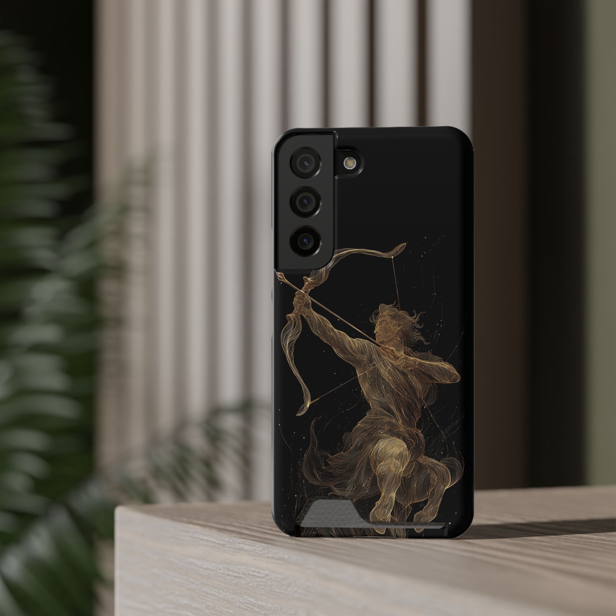 Sagittarius Zodiac Phone Case with Card Holder – Celestial Gold Archer - Image 4