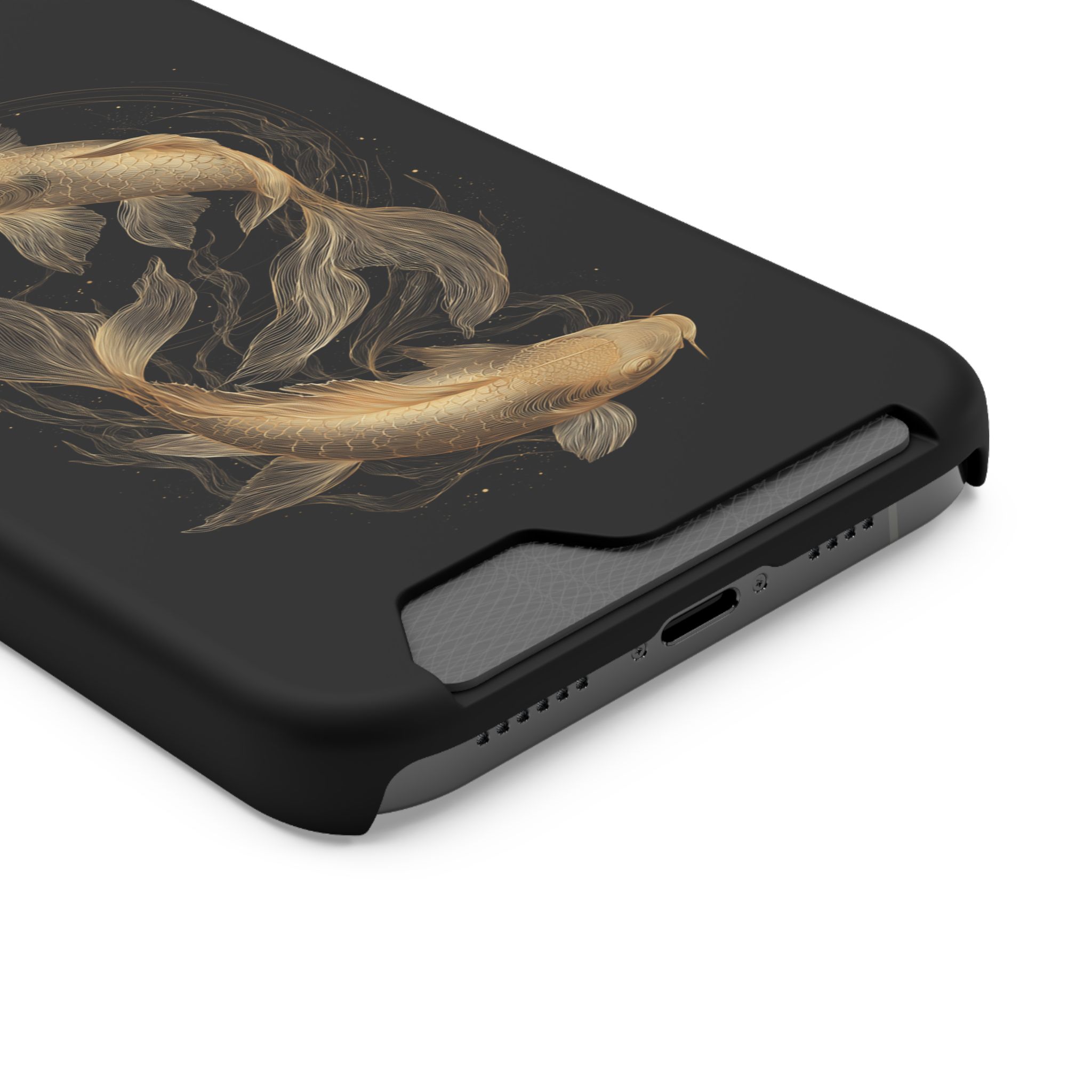 Pisces Zodiac Phone Case with Card Holder – Celestial Gold Fish - Image 54