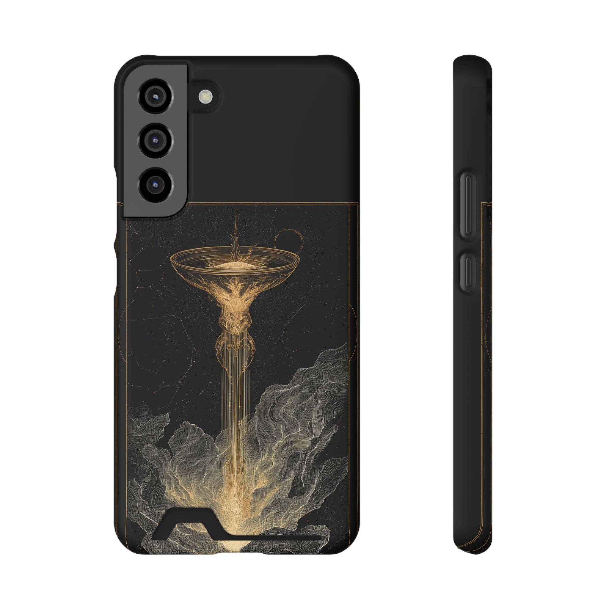 Aquarius Zodiac Phone Case with Card Holder – Celestial Gold Water Bearer - Image 13