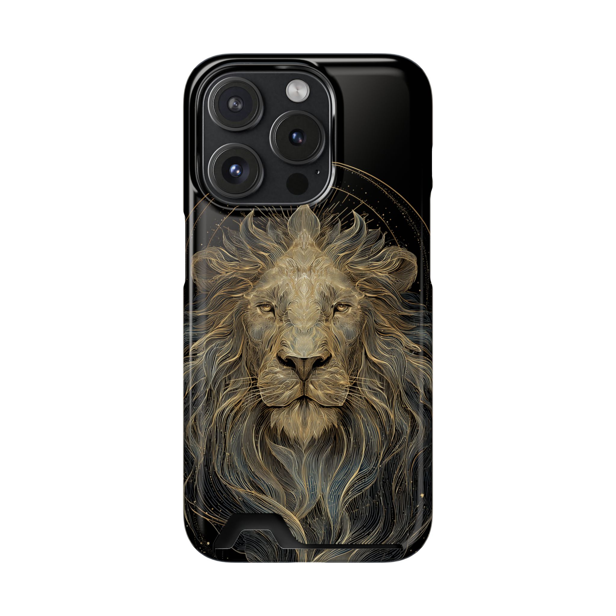 Leo Zodiac Phone Case with Card Holder – Celestial Gold Lion - Image 99