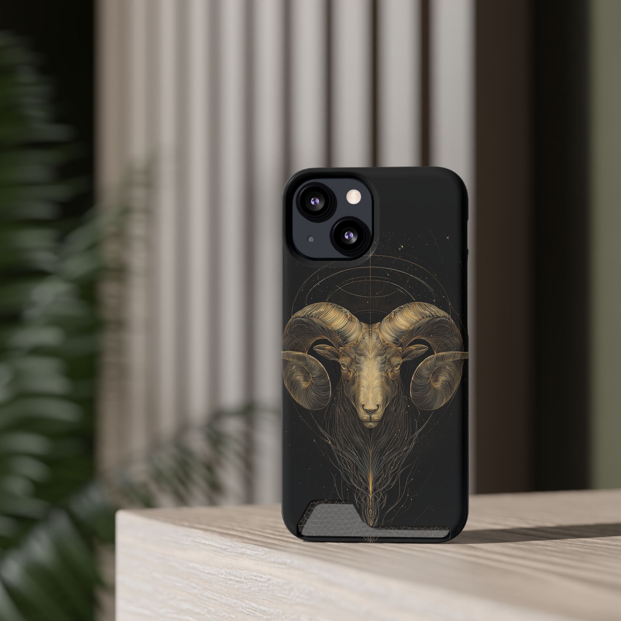 Aries Zodiac Phone Case with Card Holder – Celestial Gold Constellation - Image 36