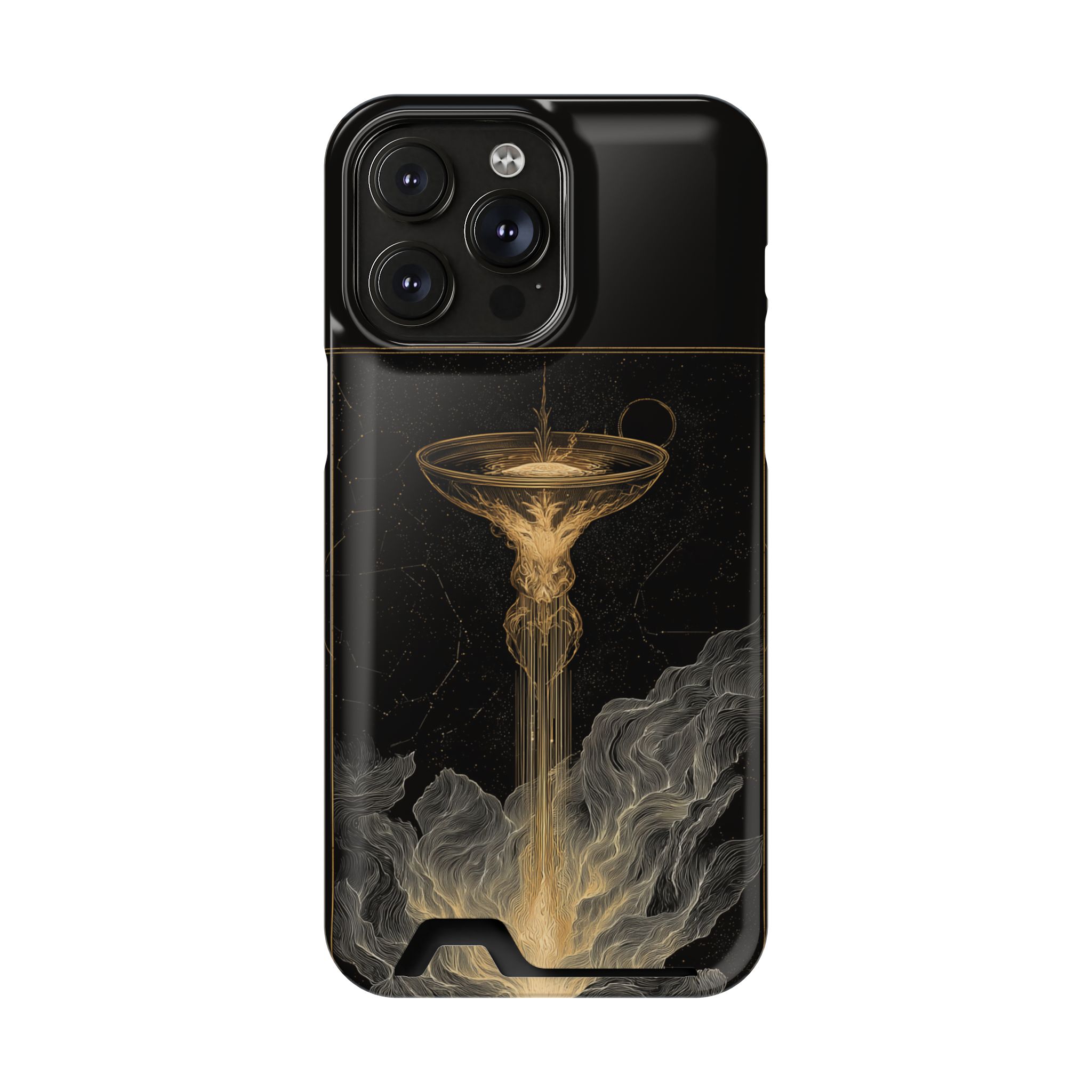 Aquarius Zodiac Phone Case with Card Holder – Celestial Gold Water Bearer - Image 96