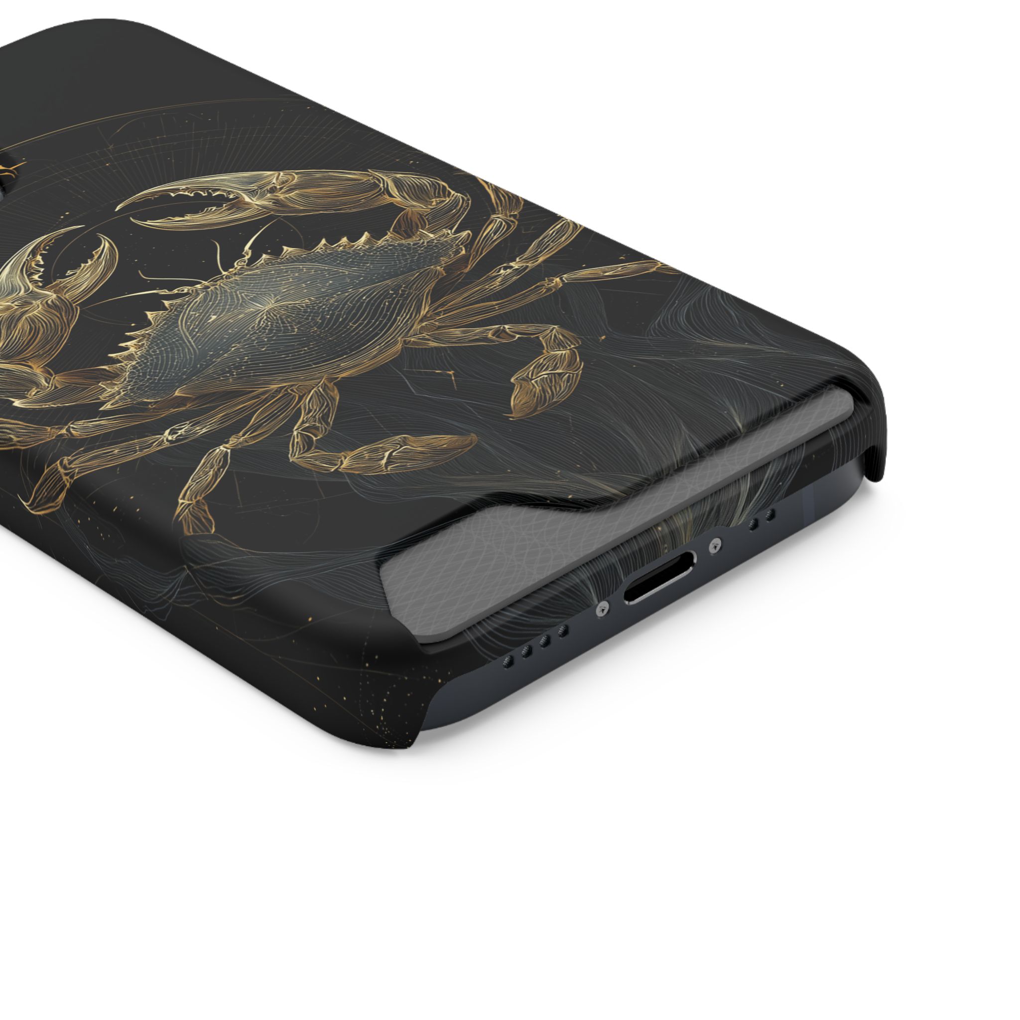 Cancer Zodiac Phone Case with Card Holder – Celestial Gold Crab - Image 38