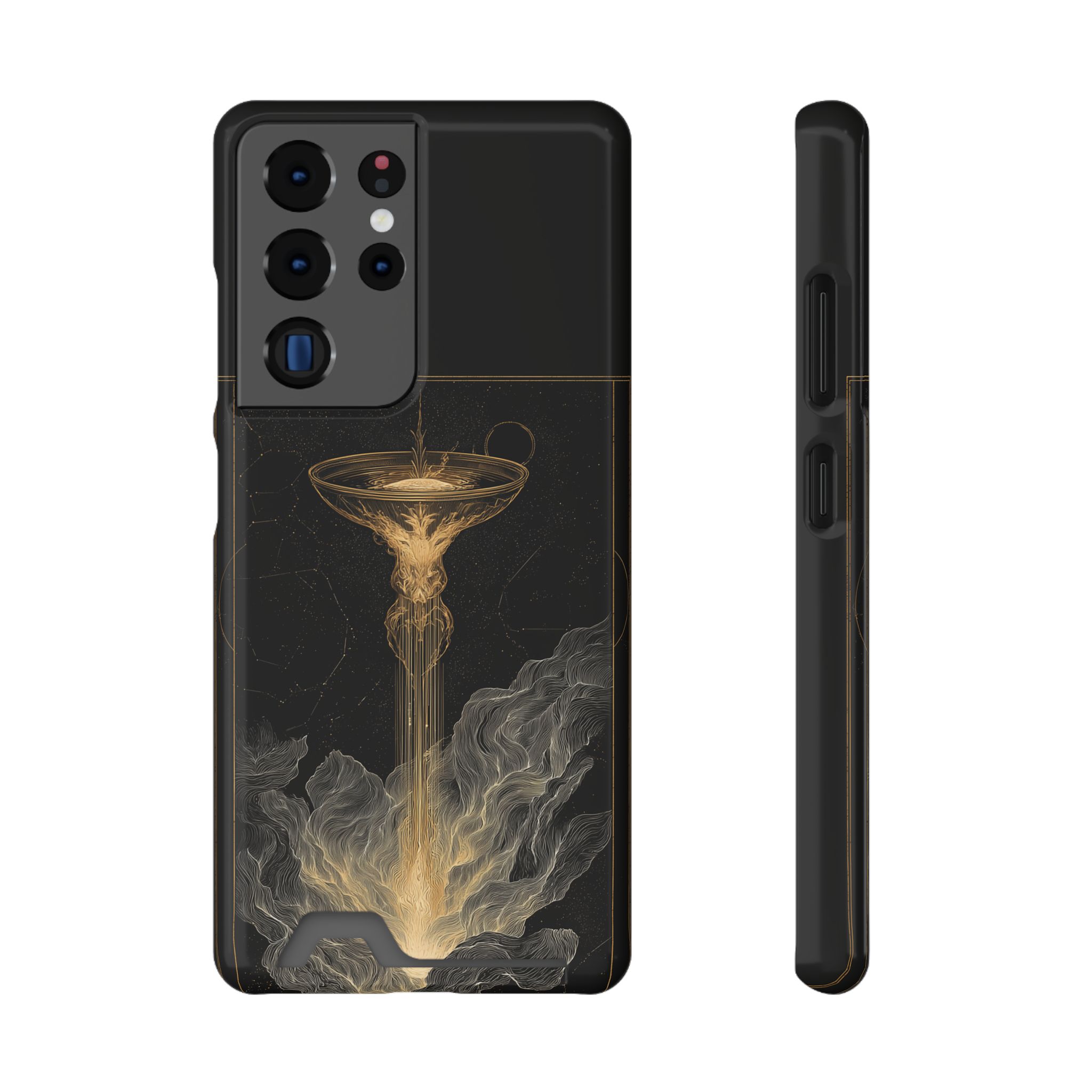 Aquarius Zodiac Phone Case with Card Holder – Celestial Gold Water Bearer - Image 73