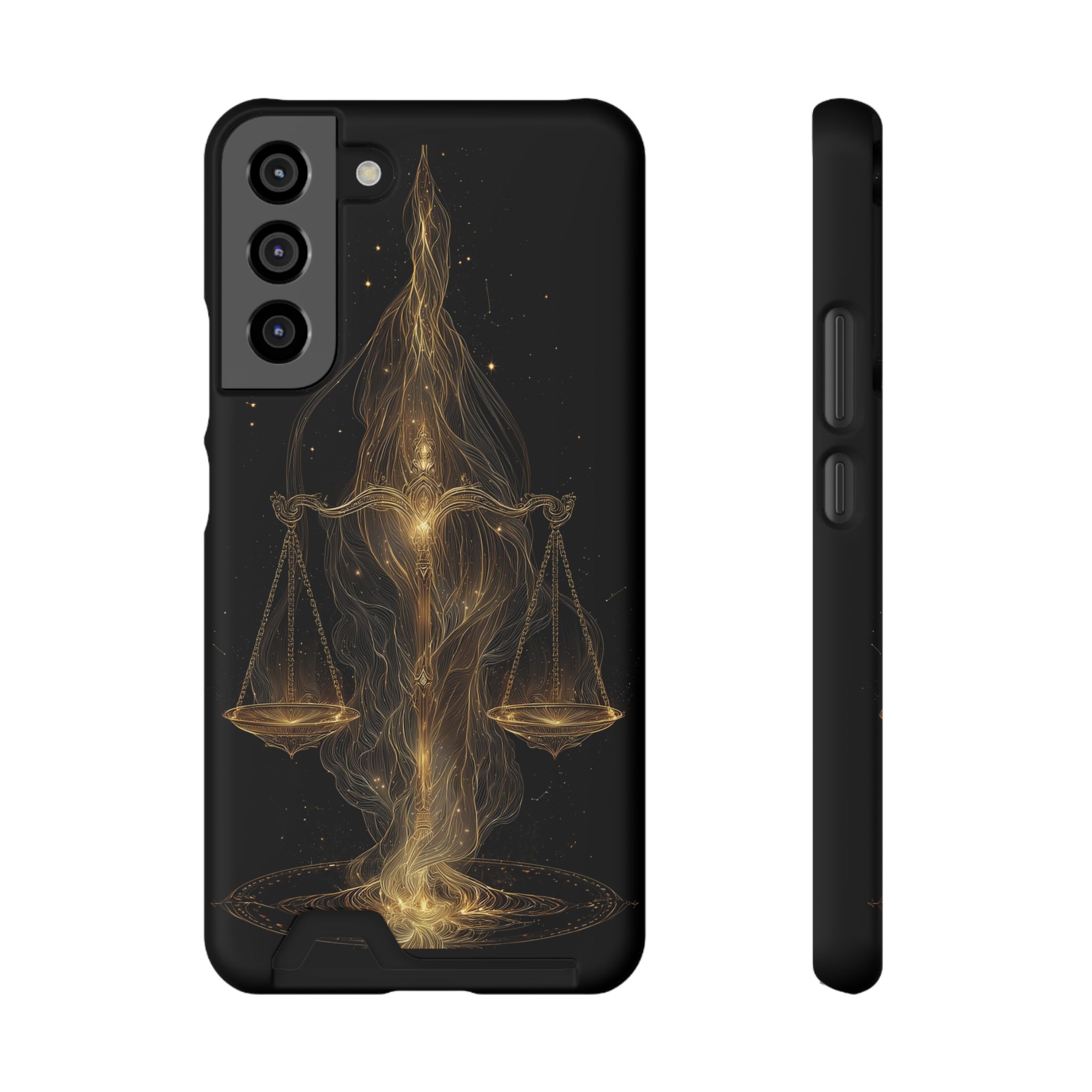 Libra Zodiac Phone Case with Card Holder – Celestial Gold Scales - Image 13