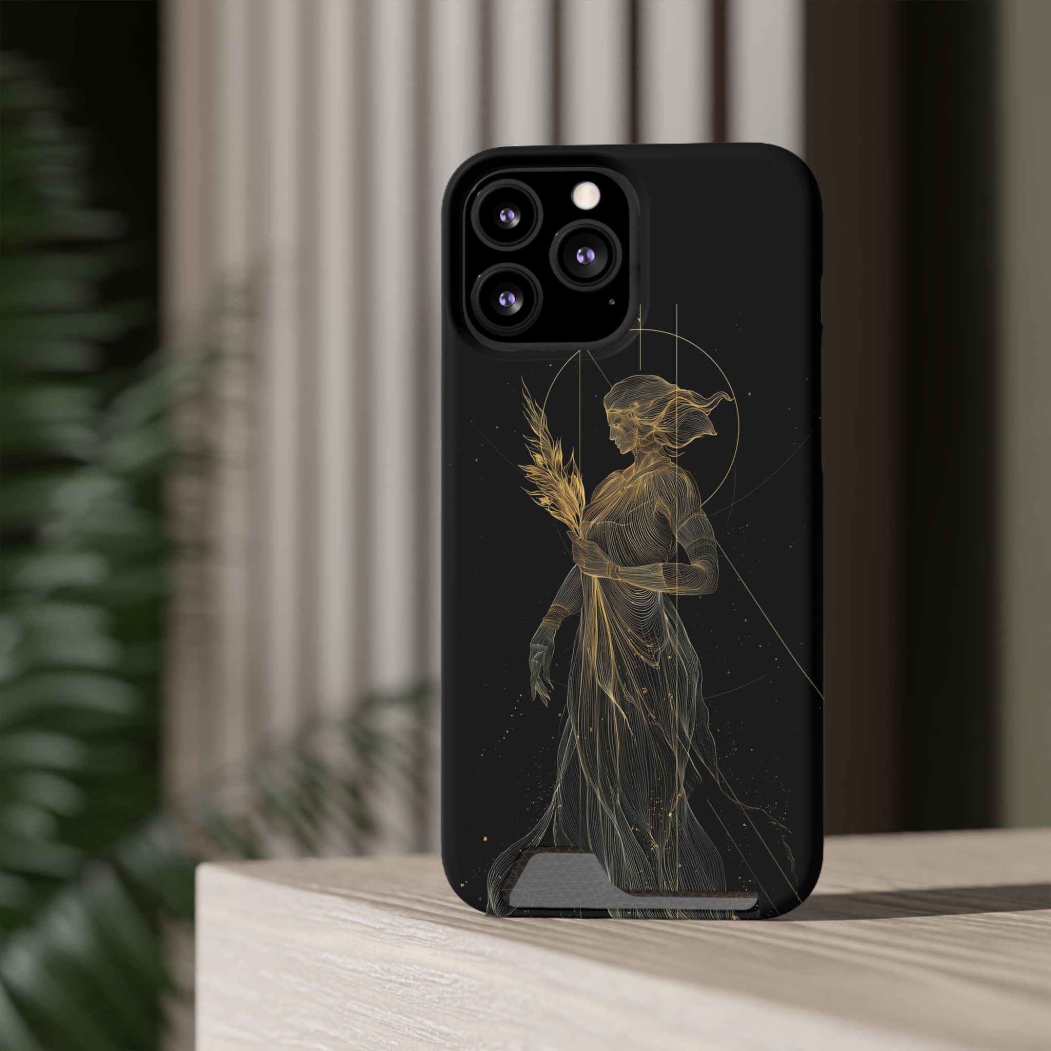 Virgo Zodiac Phone Case with Card Holder – Celestial Gold Maiden - Image 56