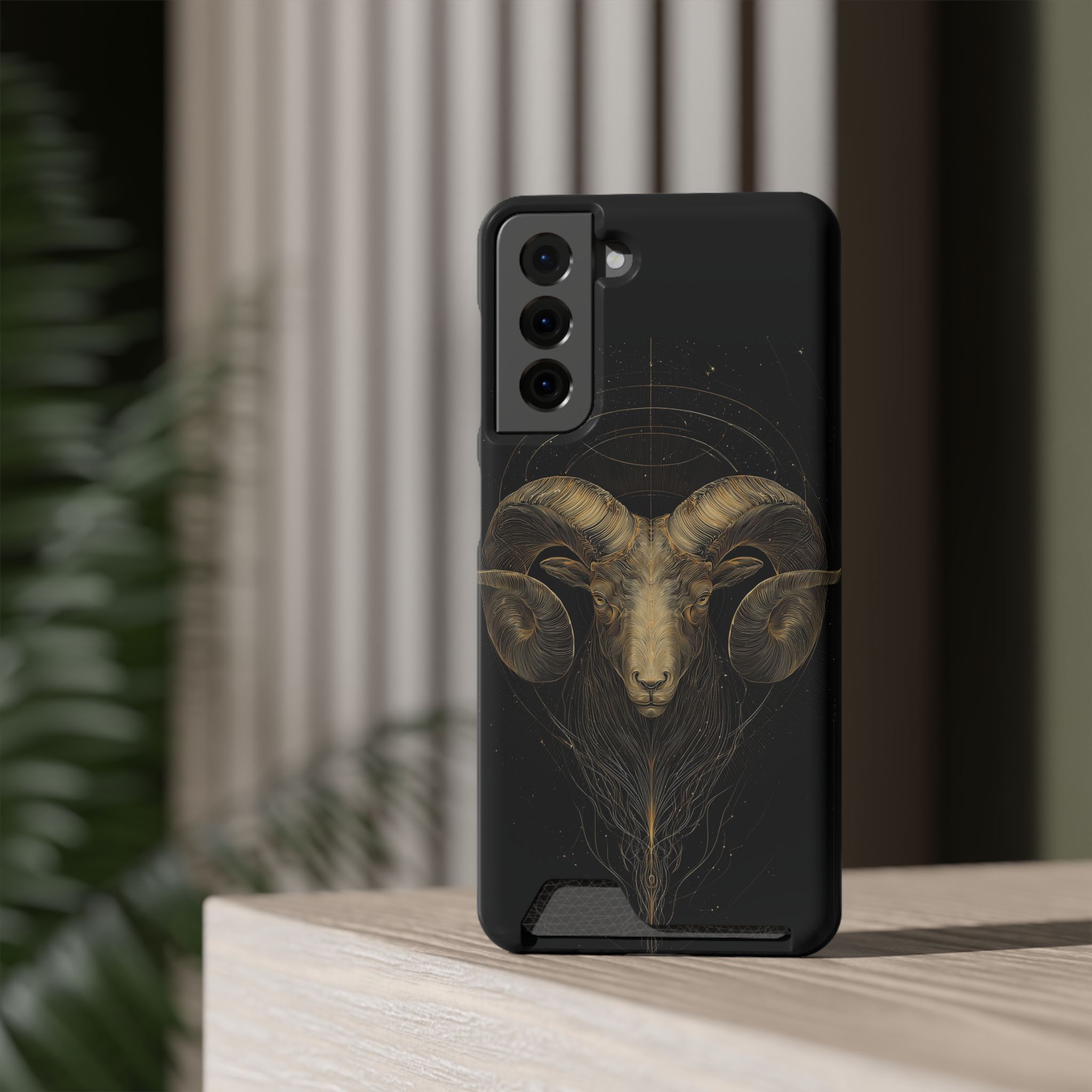 Aries Zodiac Phone Case with Card Holder – Celestial Gold Constellation - Image 60