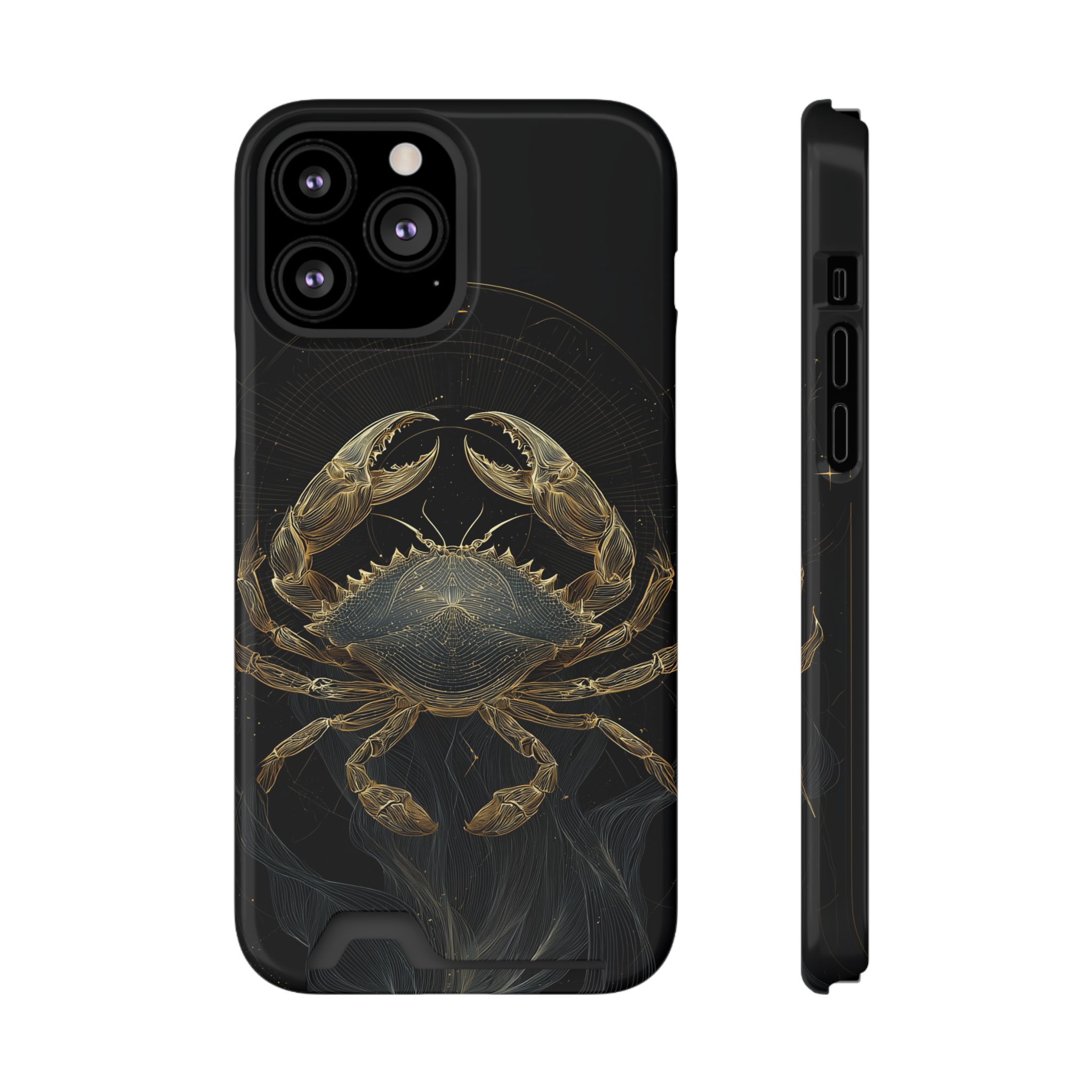 Cancer Zodiac Phone Case with Card Holder – Celestial Gold Crab - Image 49