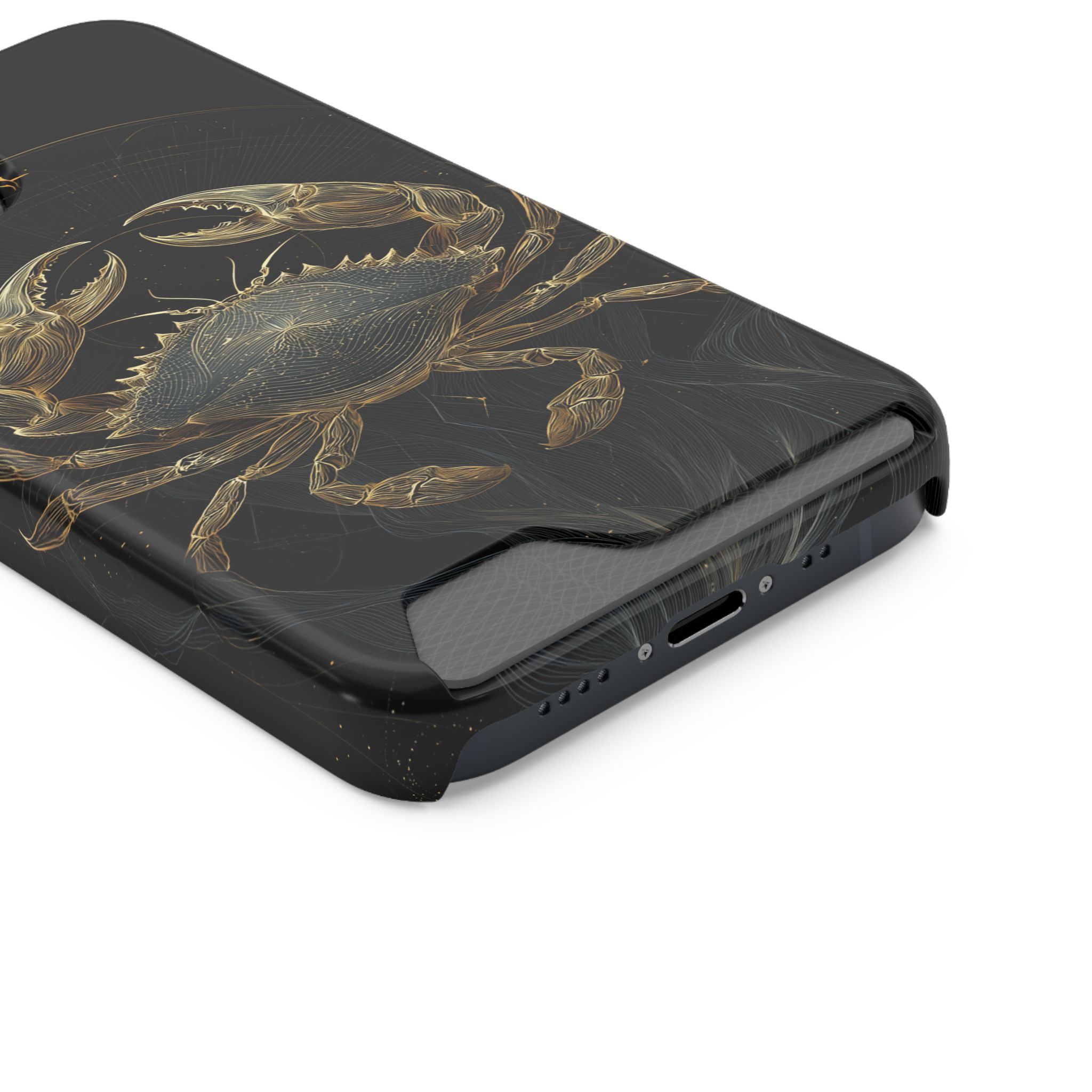 Cancer Zodiac Phone Case with Card Holder – Celestial Gold Crab - Image 34