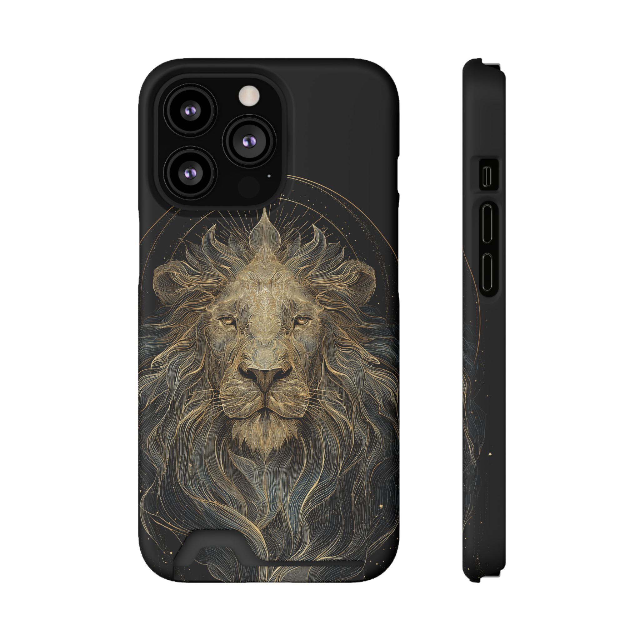 Leo Zodiac Phone Case with Card Holder – Celestial Gold Lion - Image 45