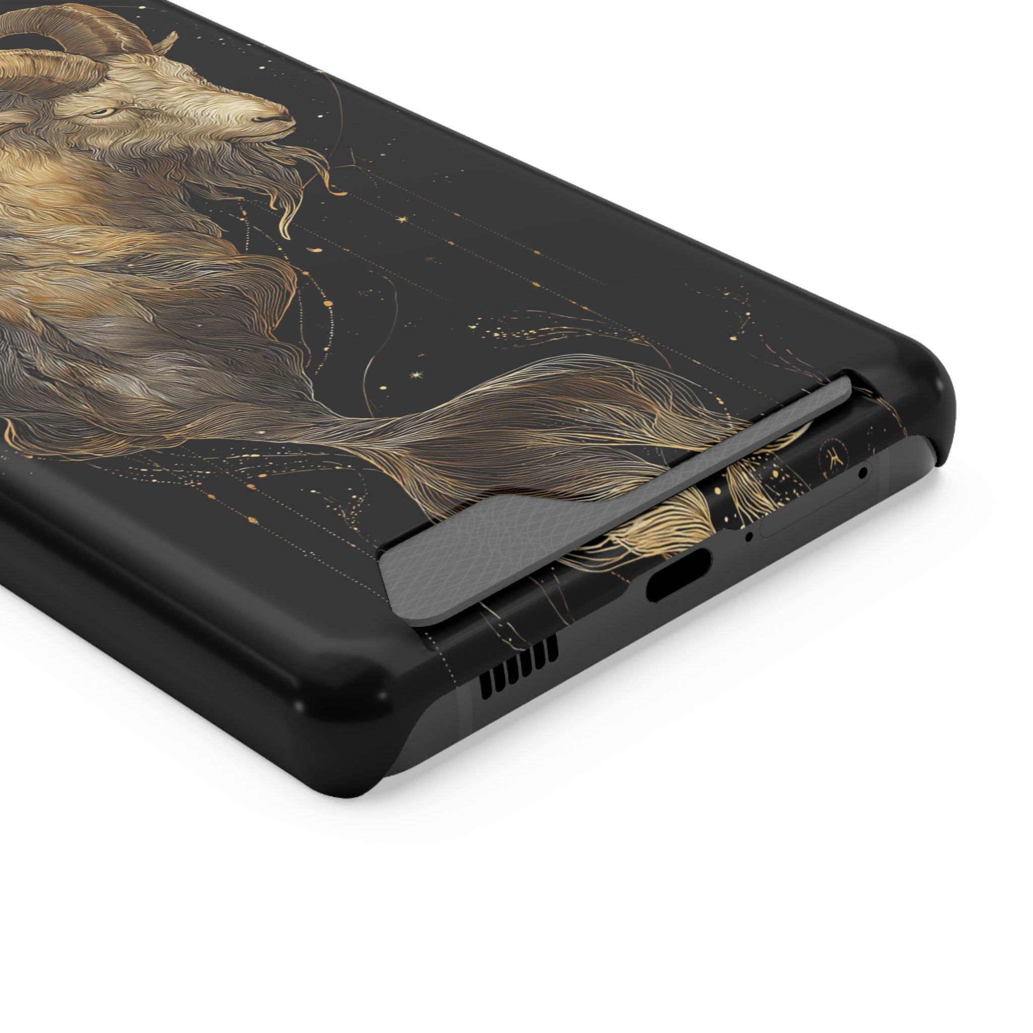 Capricorn Zodiac Phone Case with Card Holder – Celestial Gold Sea-Goat - Image 74