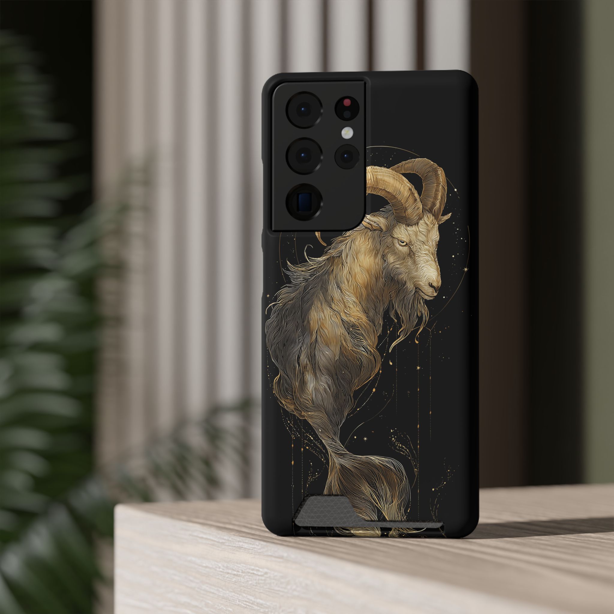 Capricorn Zodiac Phone Case with Card Holder – Celestial Gold Sea-Goat - Image 80