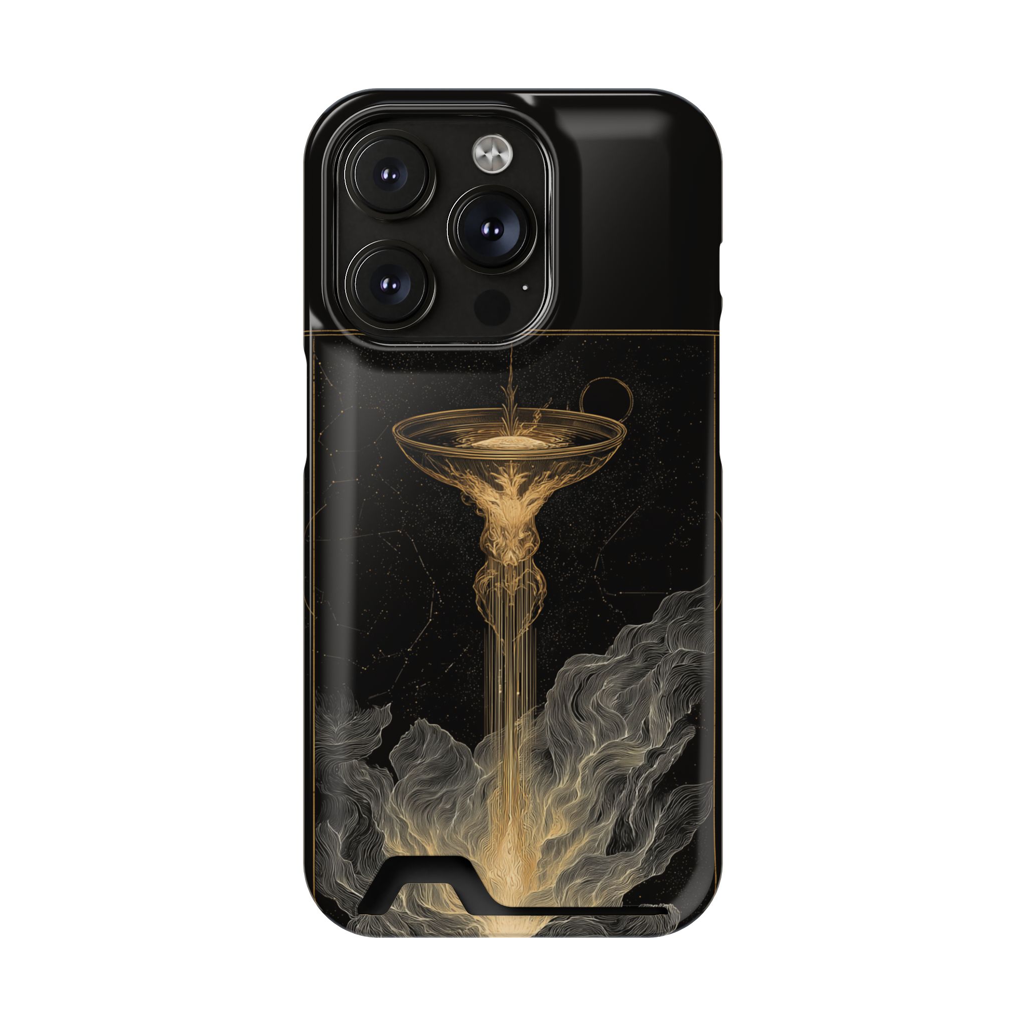 Aquarius Zodiac Phone Case with Card Holder – Celestial Gold Water Bearer - Image 94