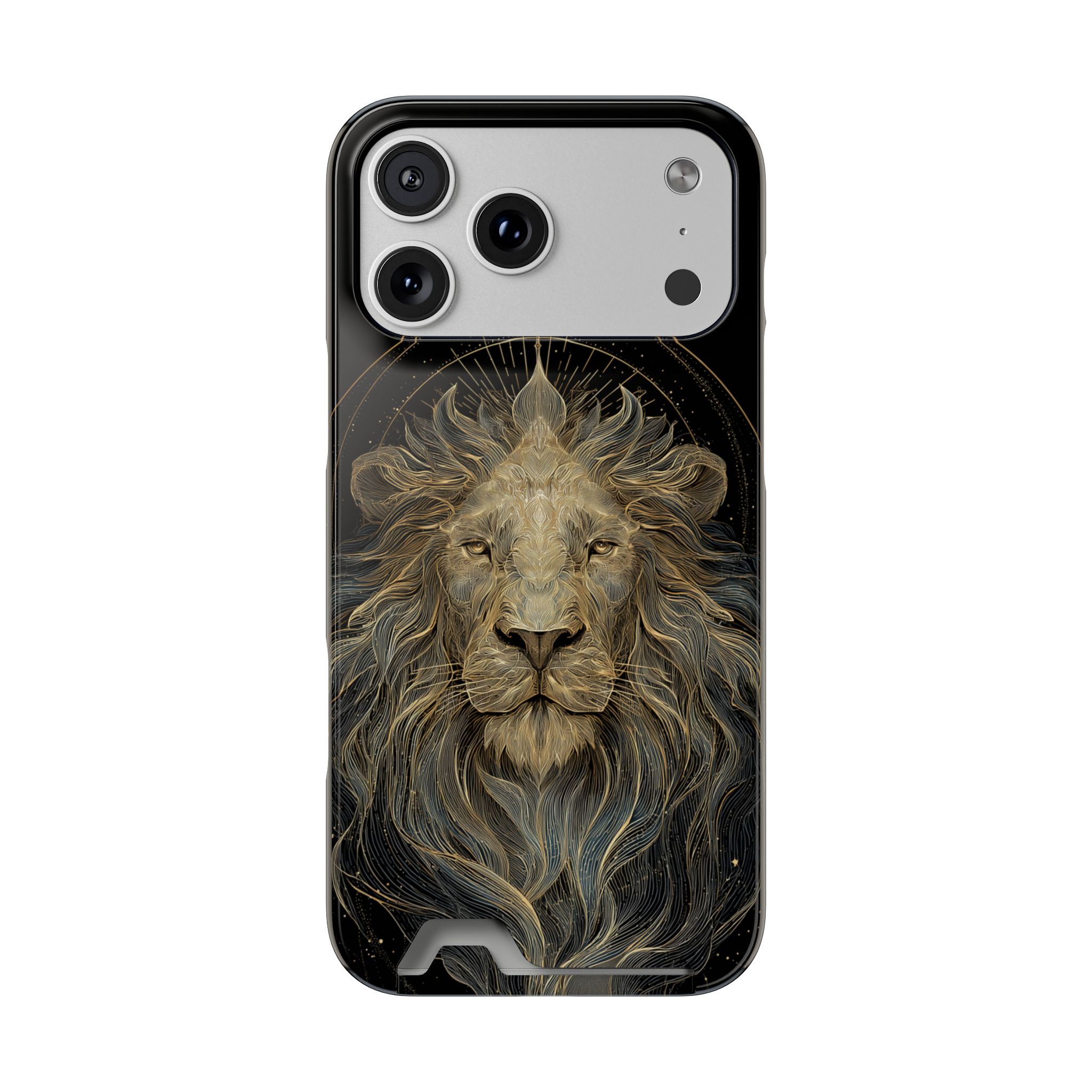 Leo Zodiac Phone Case with Card Holder – Celestial Gold Lion - Image 88