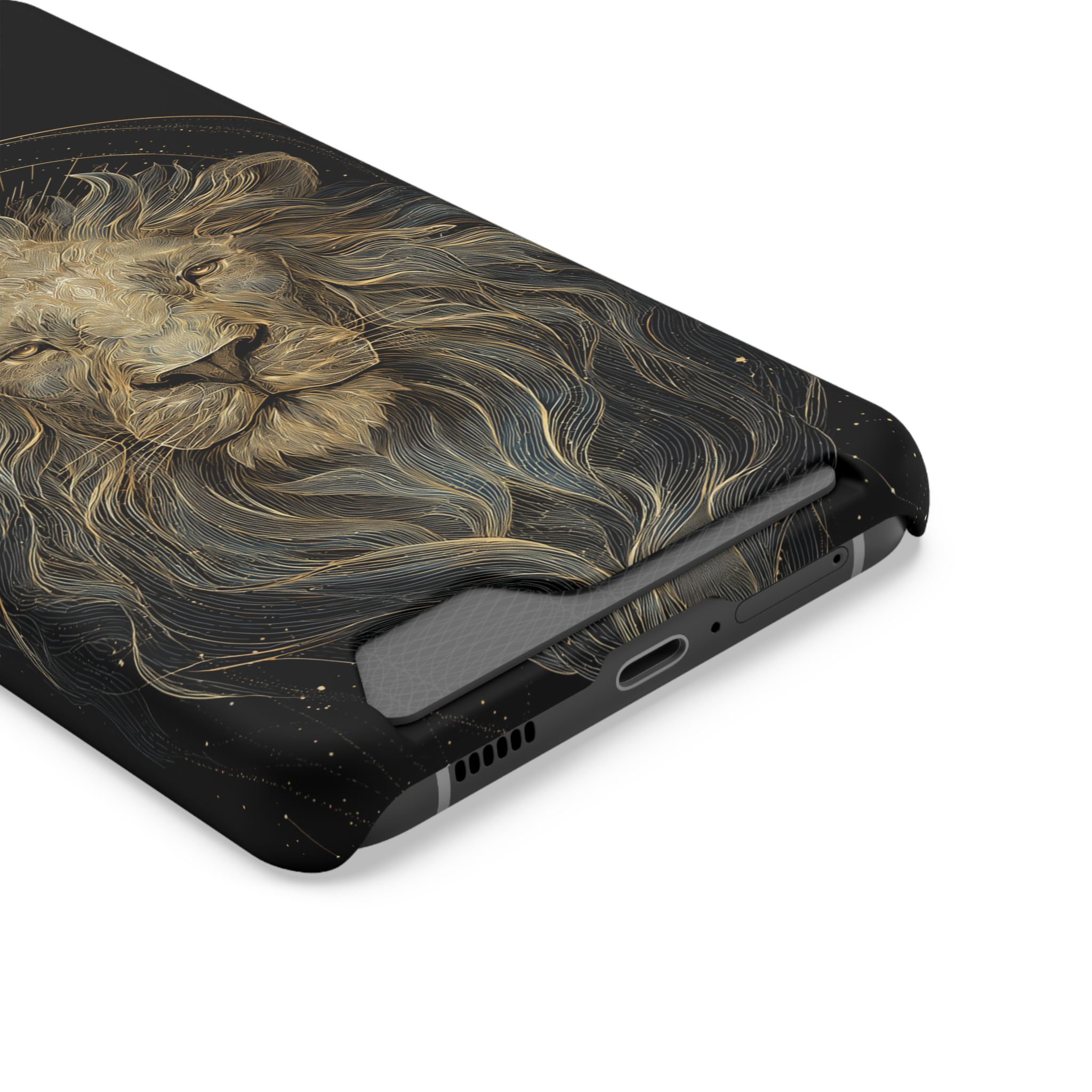 Leo Zodiac Phone Case with Card Holder – Celestial Gold Lion - Image 14
