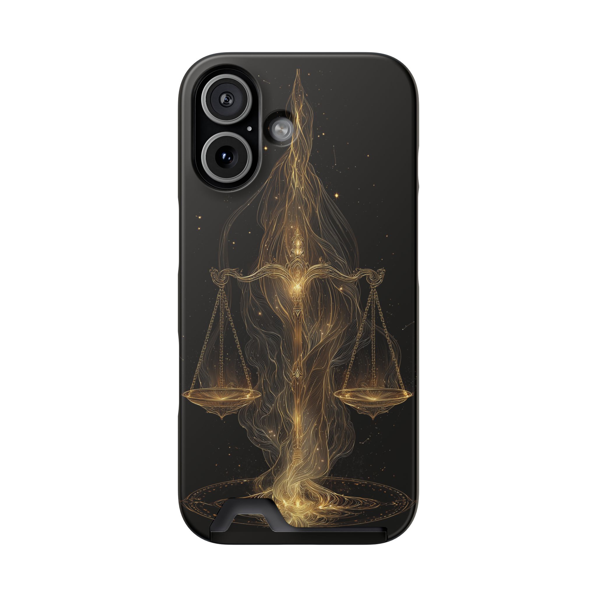 Libra Zodiac Phone Case with Card Holder – Celestial Gold Scales - Image 81