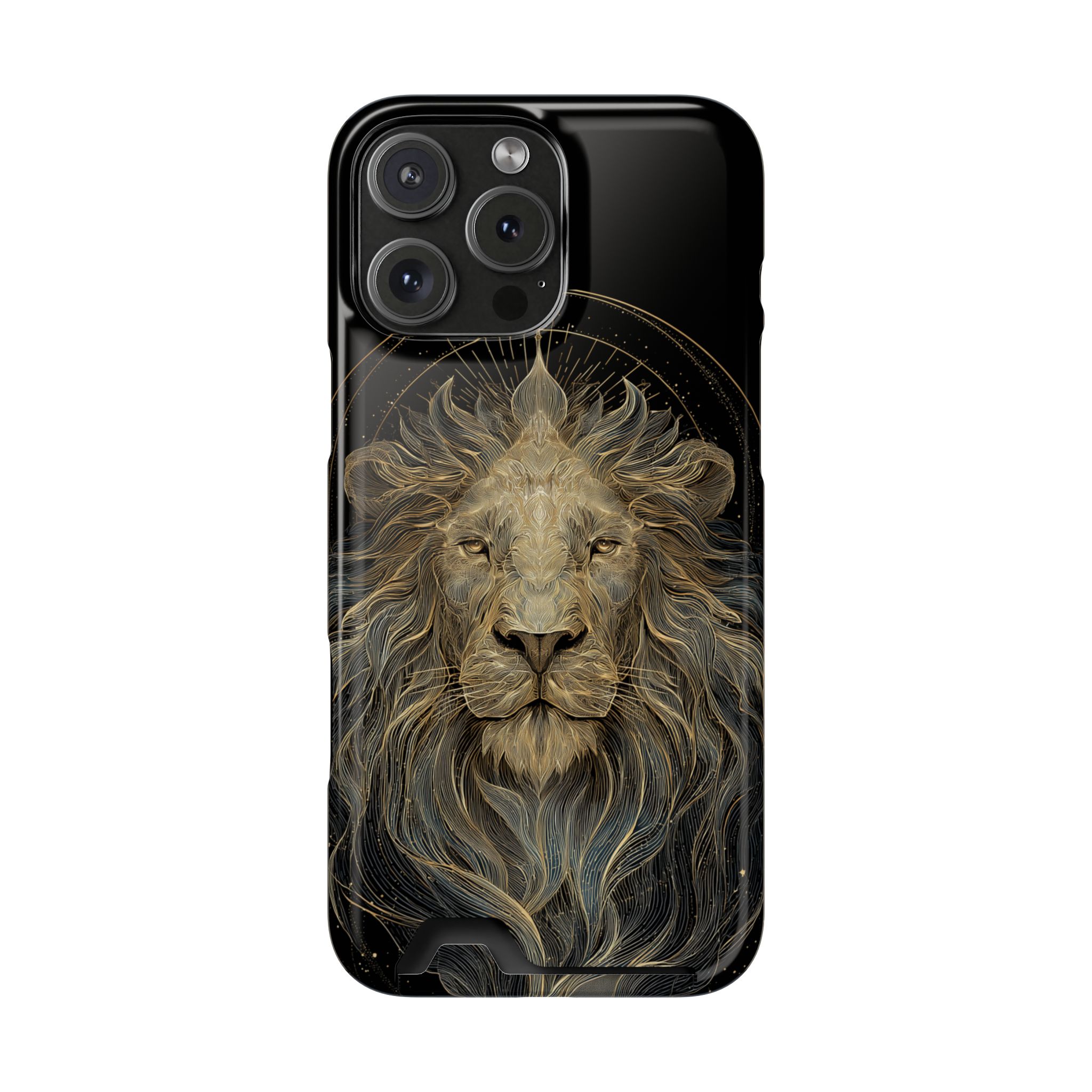 Leo Zodiac Phone Case with Card Holder – Celestial Gold Lion - Image 111