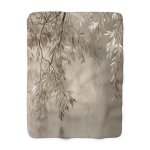 Weeping Willow Sherpa Blanket – Serene Cosmic Botanical Throw