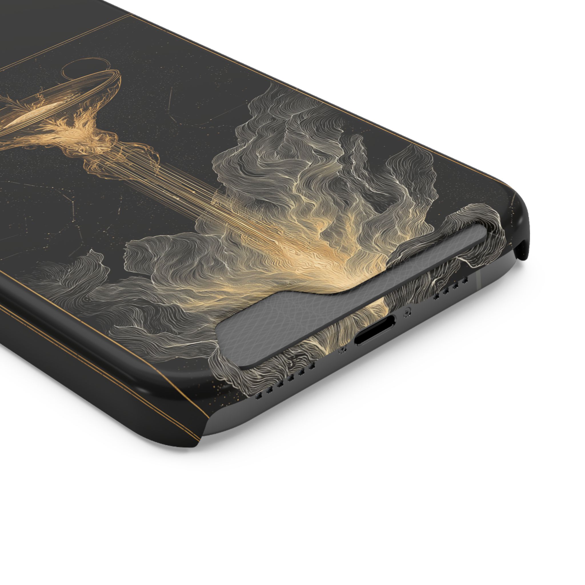 Aquarius Zodiac Phone Case with Card Holder – Celestial Gold Water Bearer - Image 50