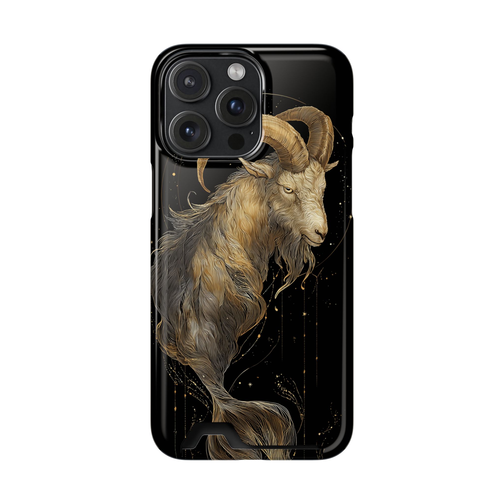 Capricorn Zodiac Phone Case with Card Holder – Celestial Gold Sea-Goat - Image 103