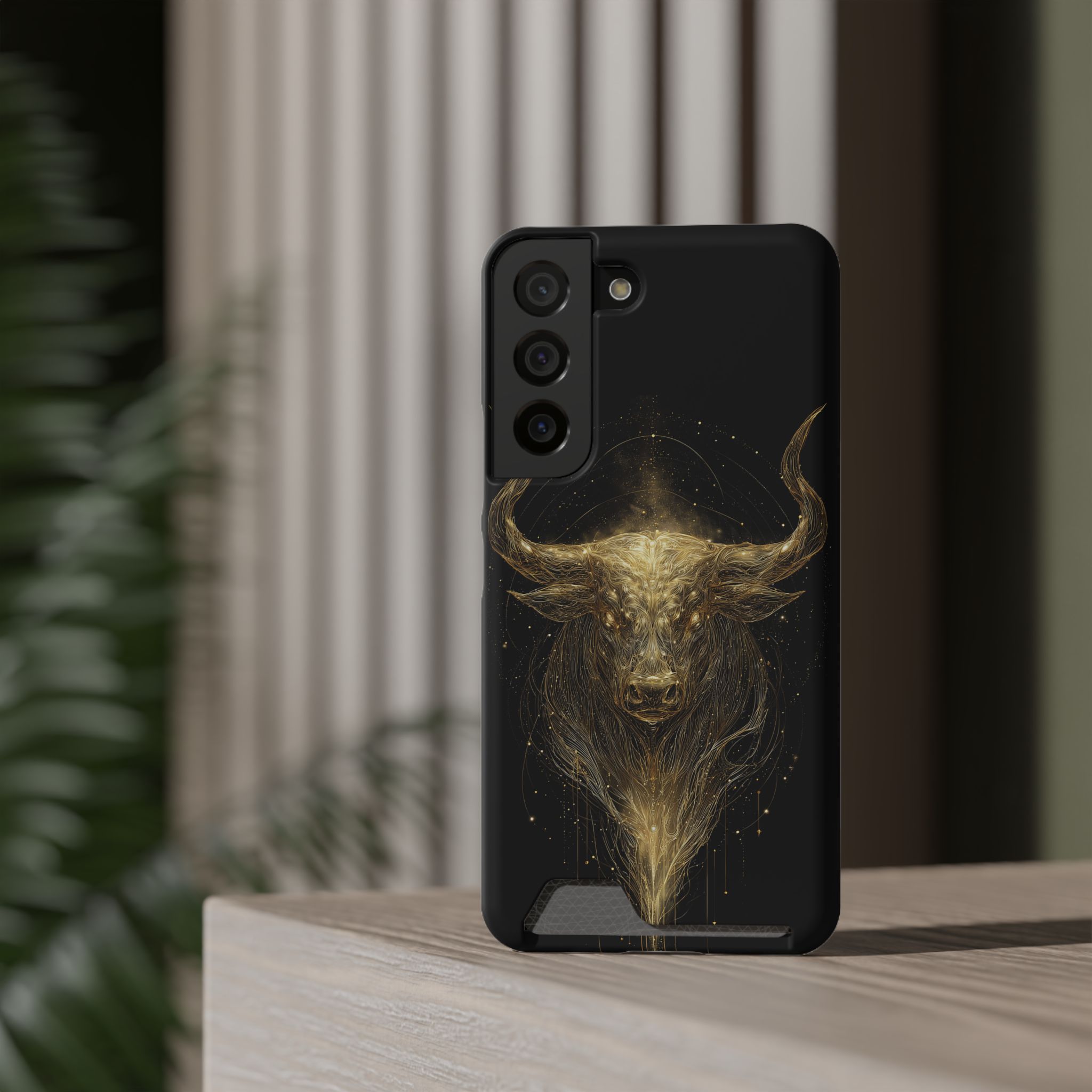 Taurus Zodiac Phone Case with Card Holder – Celestial Gold Bull - Image 8