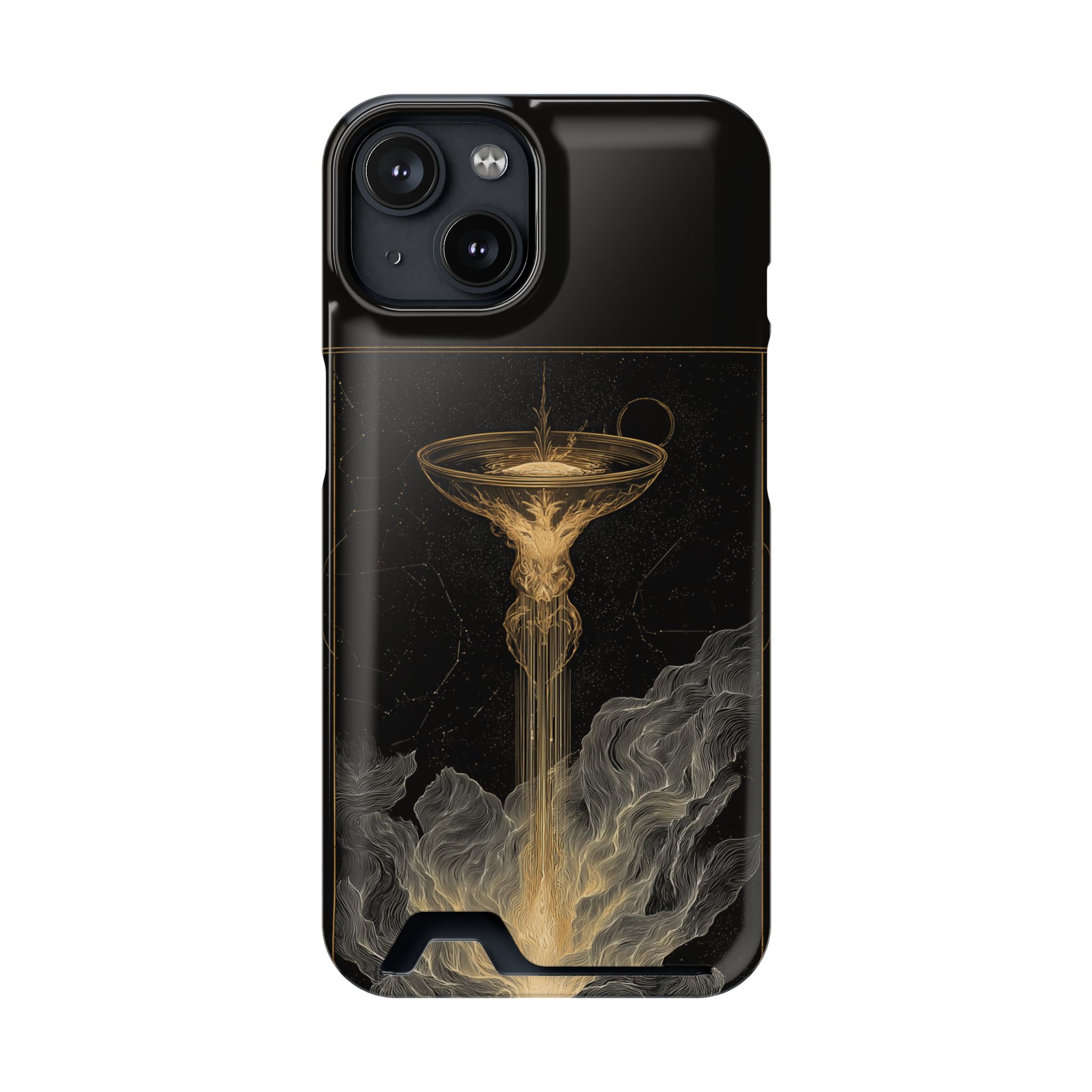 Aquarius Zodiac Phone Case with Card Holder – Celestial Gold Water Bearer - Image 93