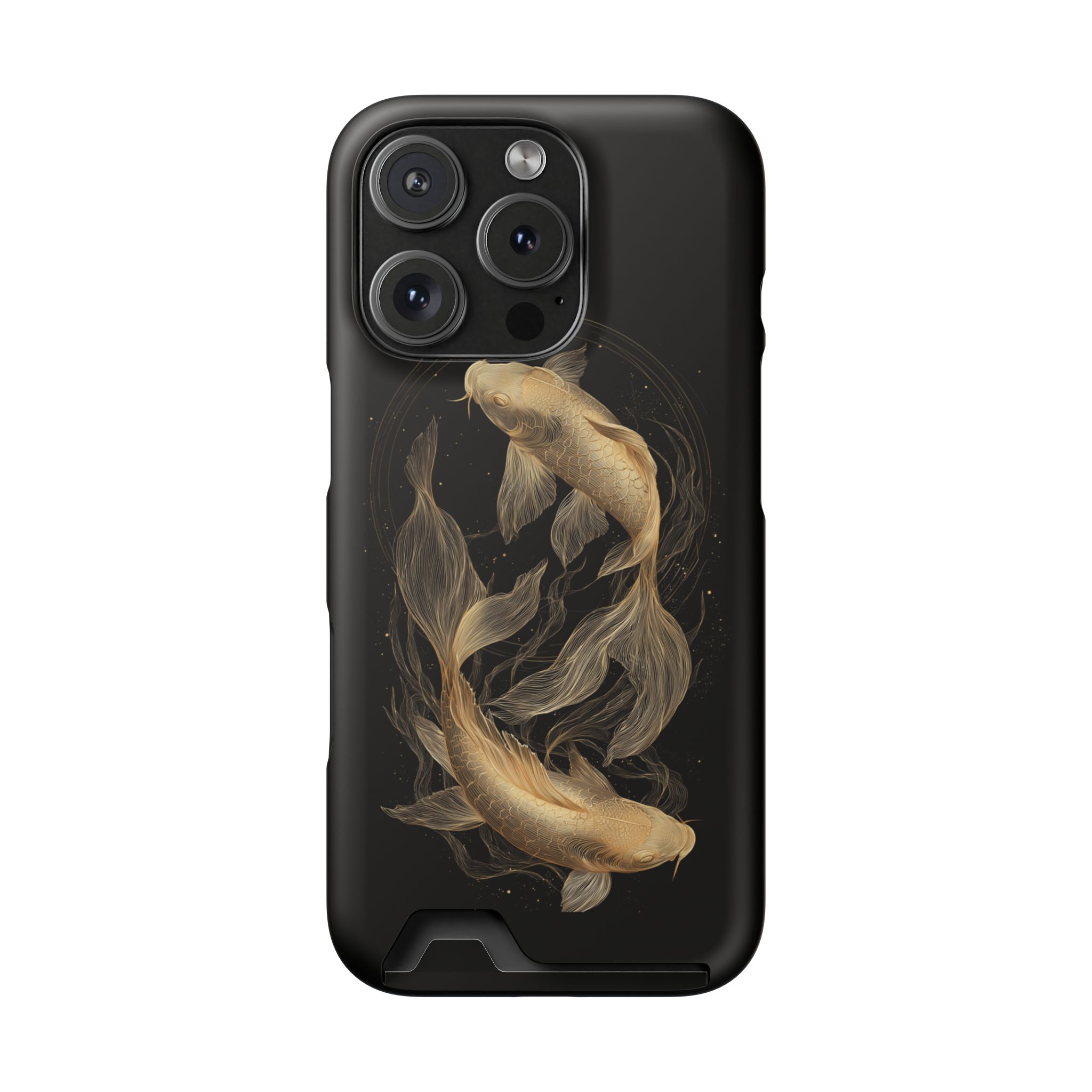 Pisces Zodiac Phone Case with Card Holder – Celestial Gold Fish - Image 108