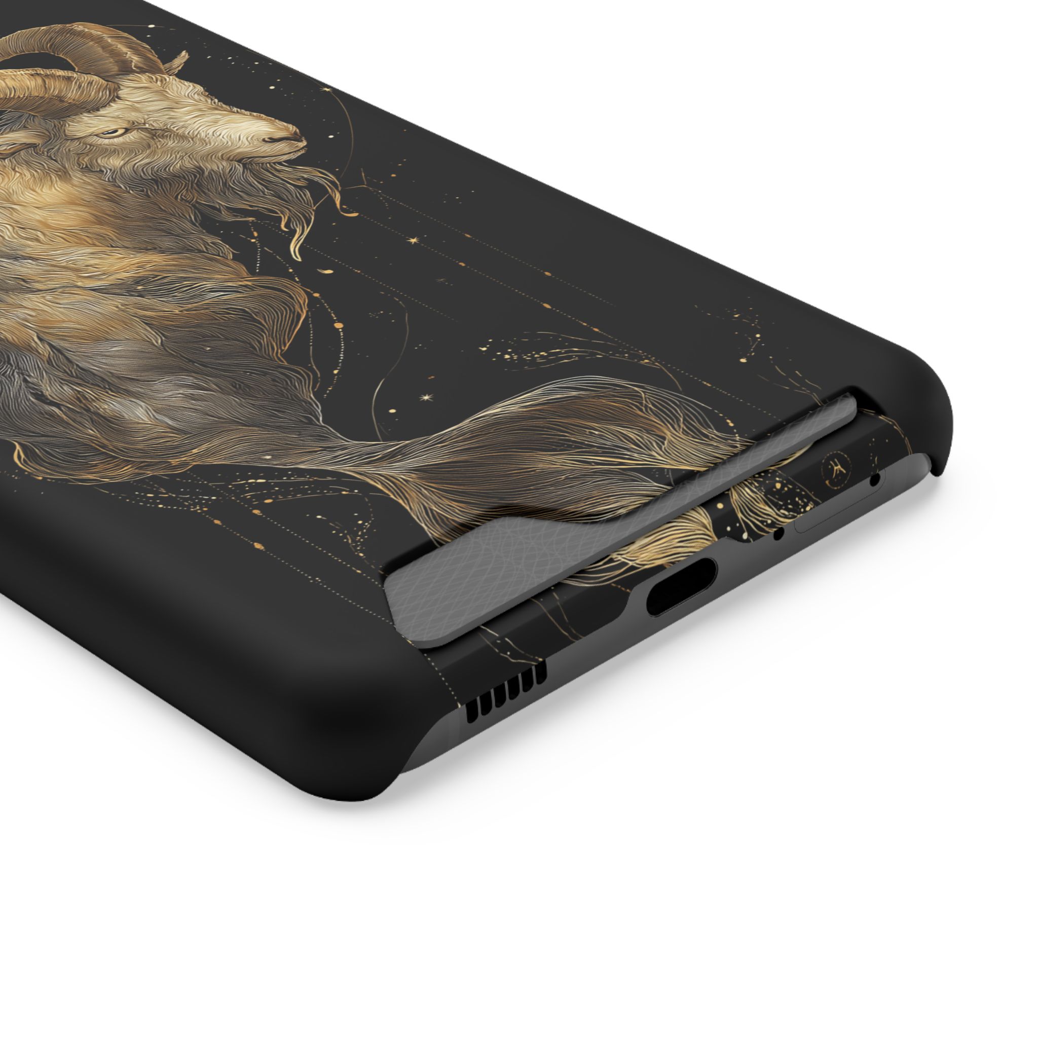Capricorn Zodiac Phone Case with Card Holder – Celestial Gold Sea-Goat - Image 70