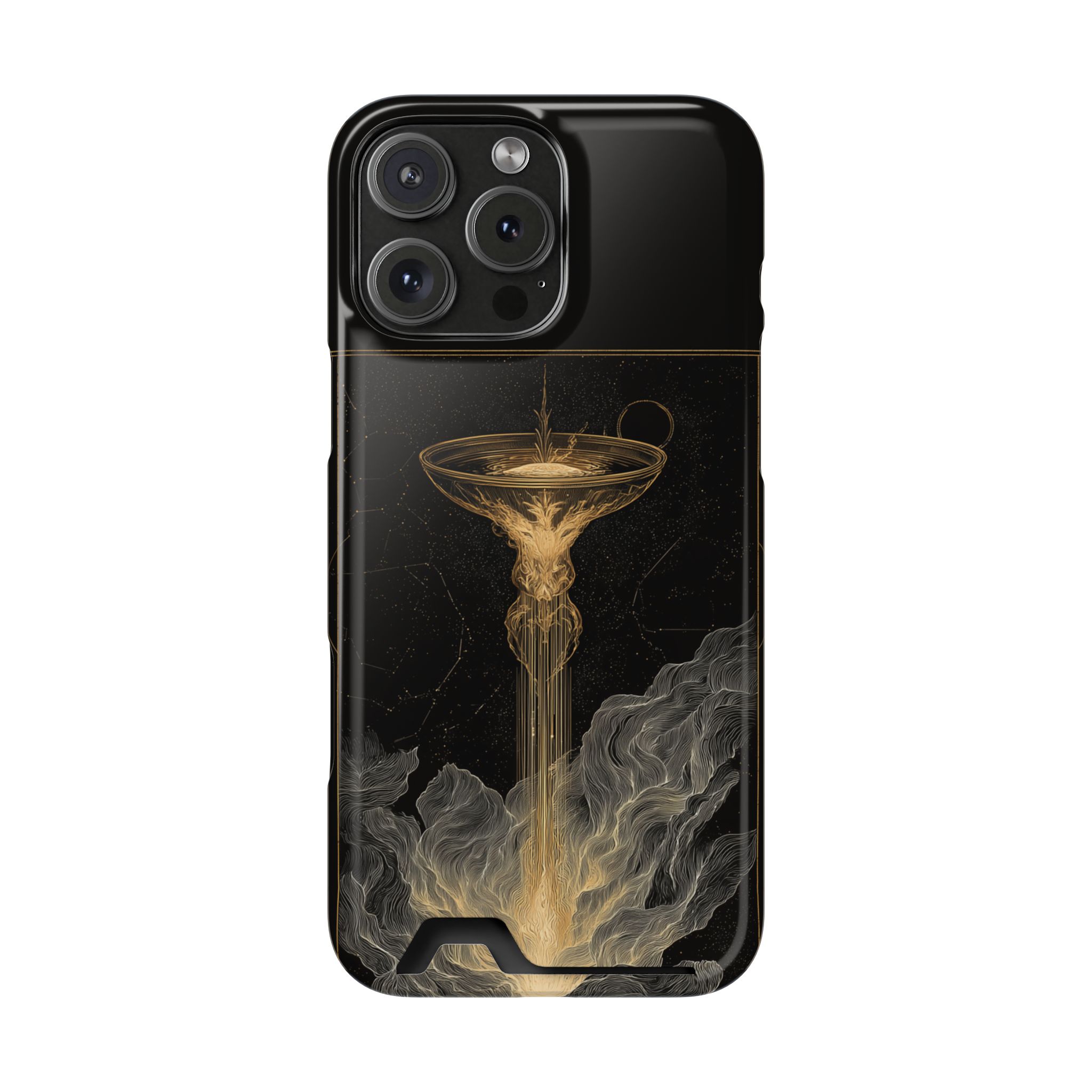 Aquarius Zodiac Phone Case with Card Holder – Celestial Gold Water Bearer - Image 111