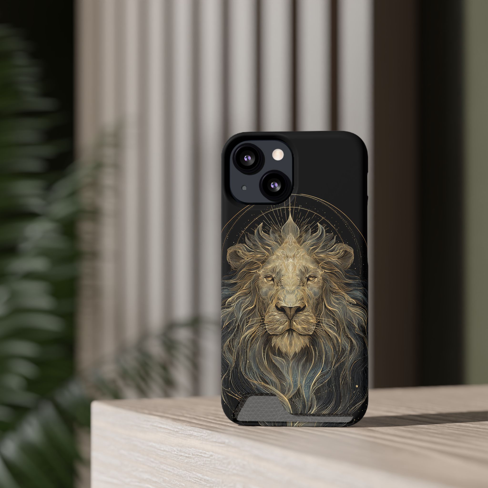 Leo Zodiac Phone Case with Card Holder – Celestial Gold Lion - Image 40