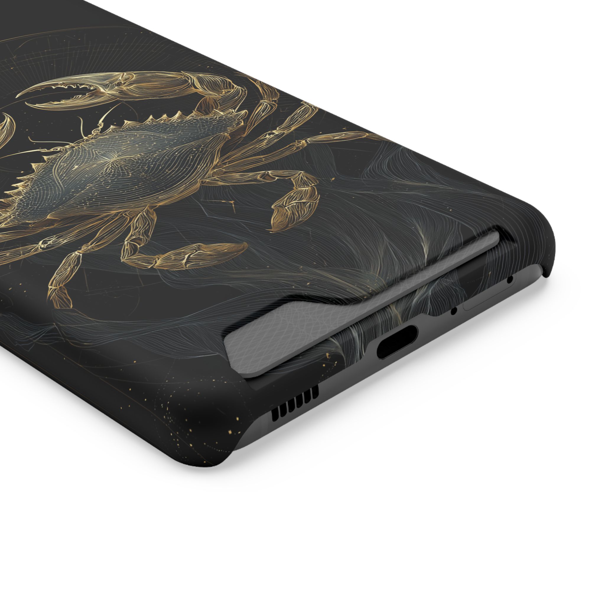 Cancer Zodiac Phone Case with Card Holder – Celestial Gold Crab - Image 70