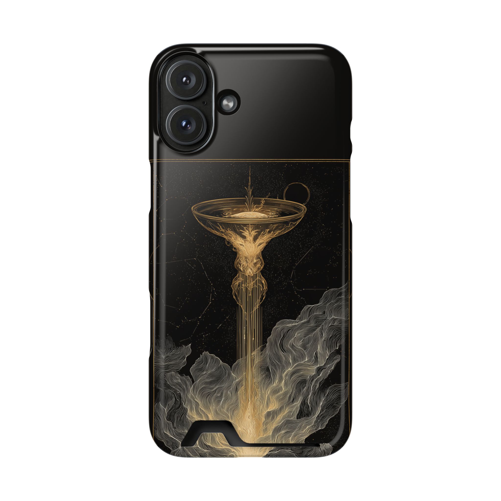 Aquarius Zodiac Phone Case with Card Holder – Celestial Gold Water Bearer - Image 109