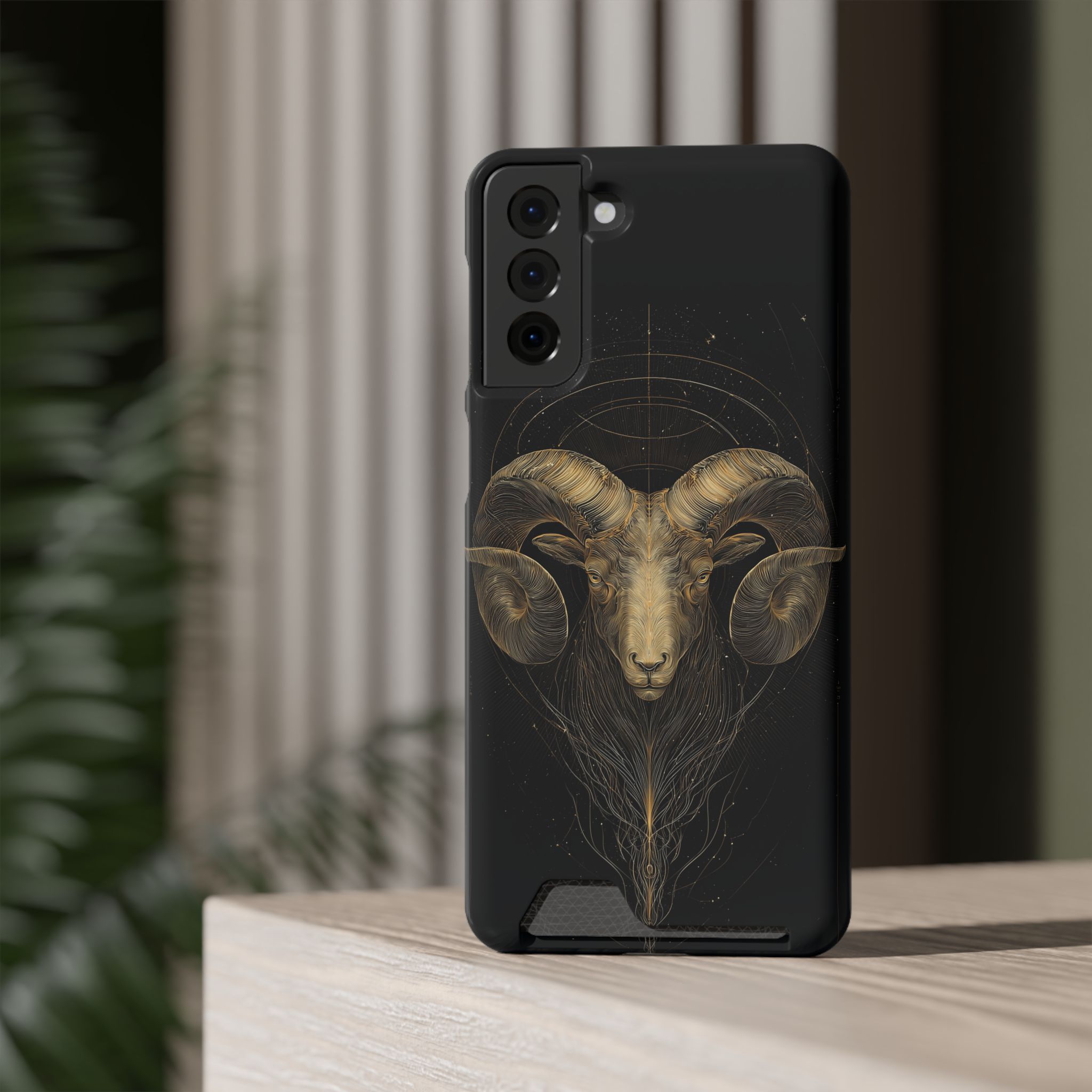 Aries Zodiac Phone Case with Card Holder – Celestial Gold Constellation - Image 68