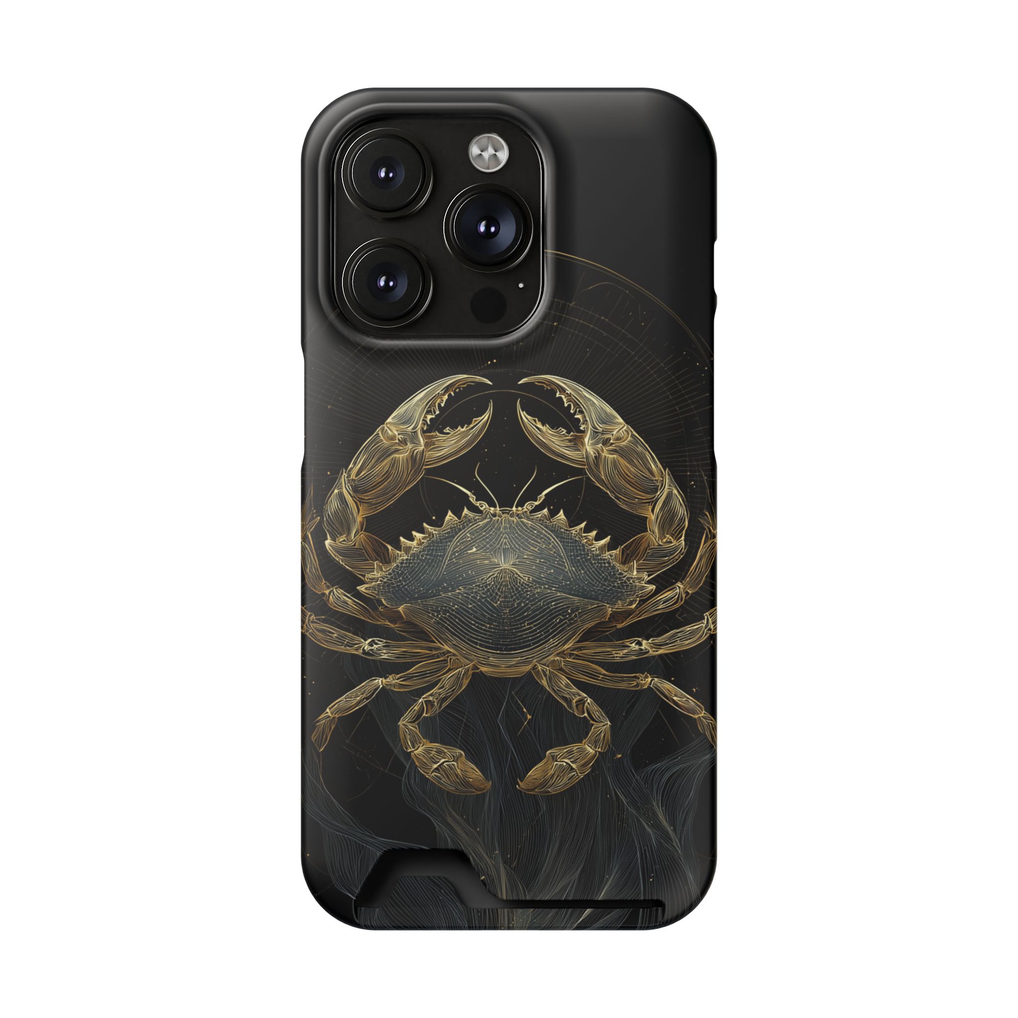 Cancer Zodiac Phone Case with Card Holder – Celestial Gold Crab - Image 90