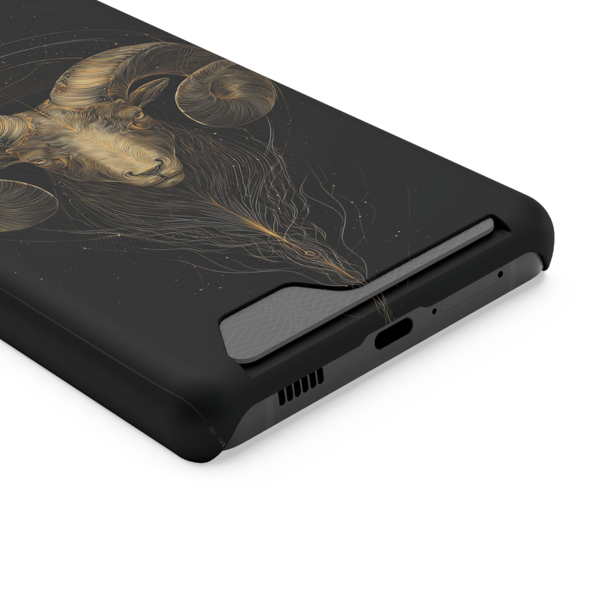 Aries Zodiac Phone Case with Card Holder – Celestial Gold Constellation - Image 78
