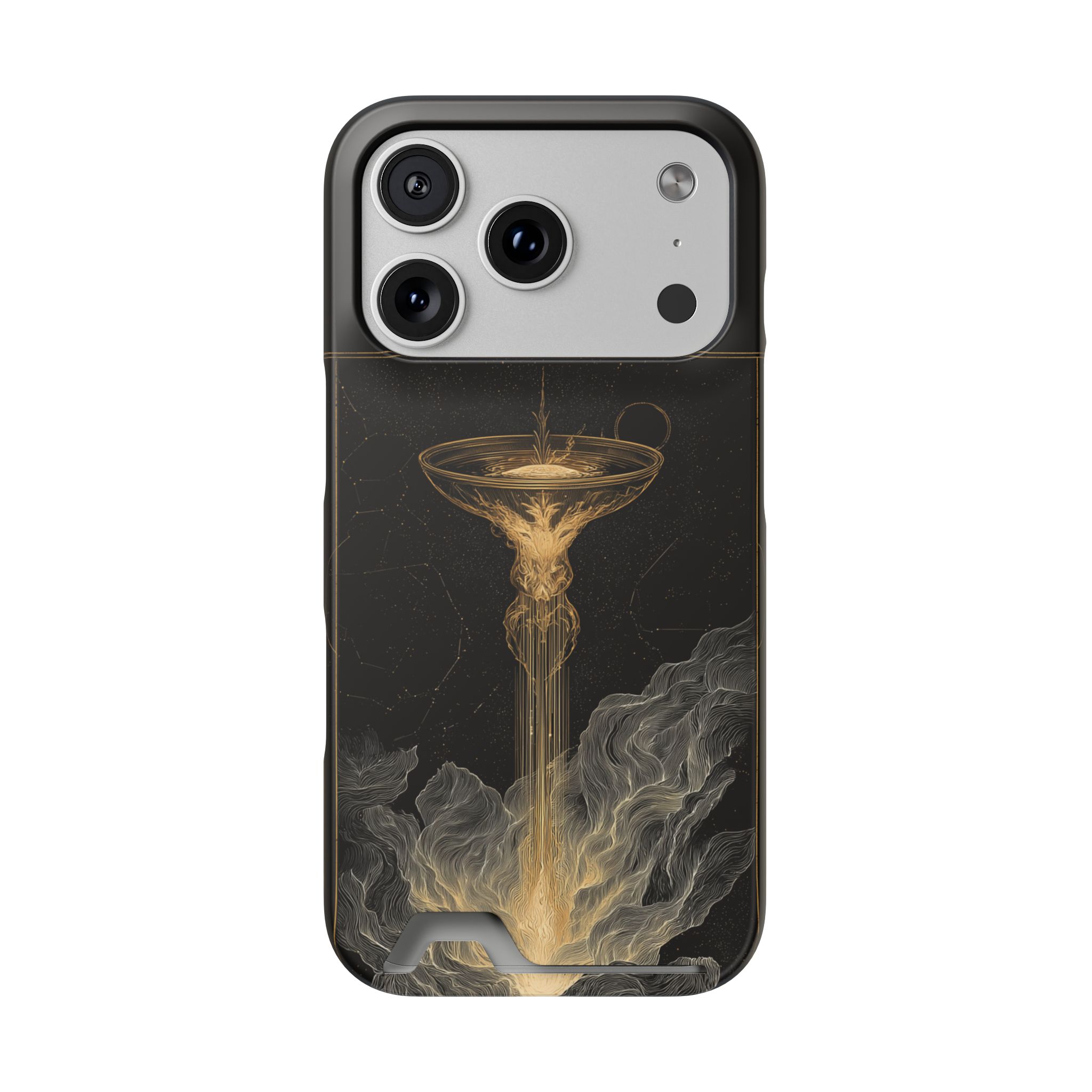 Aquarius Zodiac Phone Case with Card Holder – Celestial Gold Water Bearer - Image 83