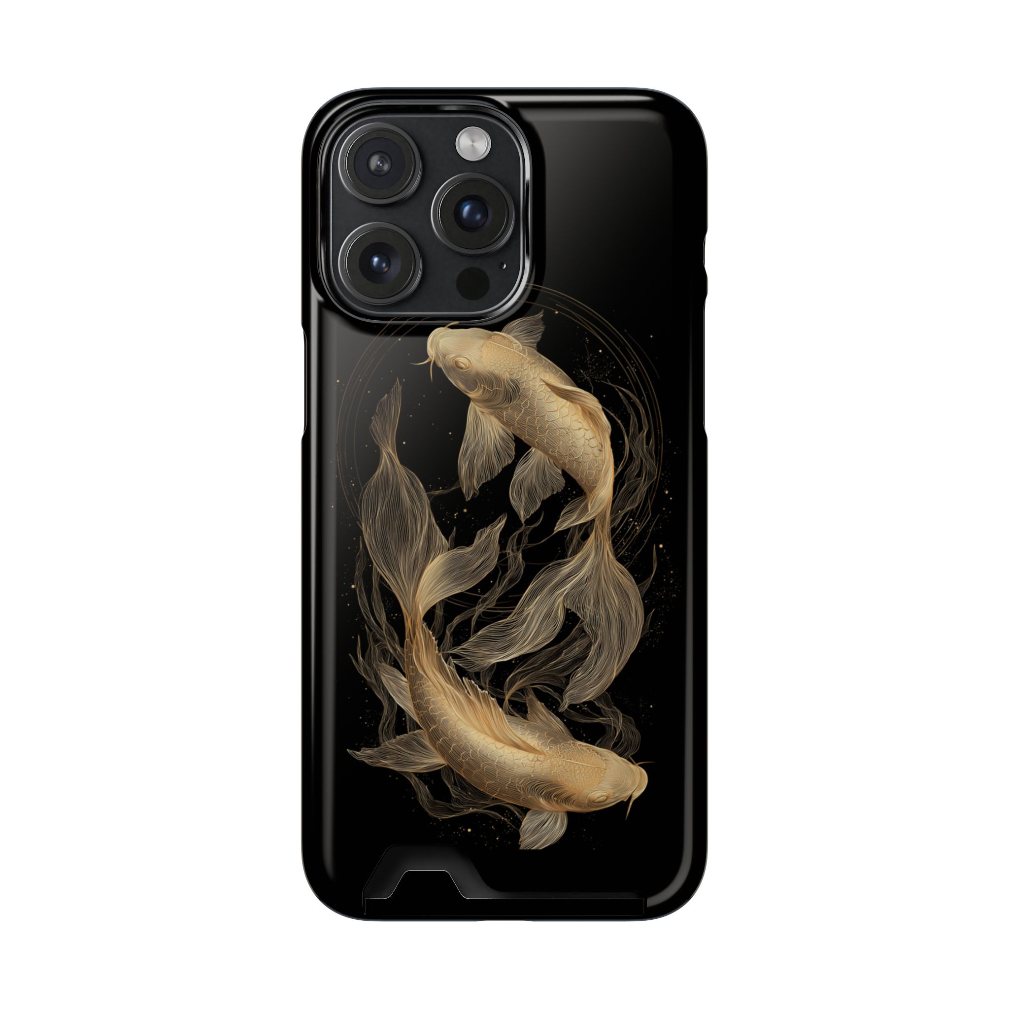 Pisces Zodiac Phone Case with Card Holder – Celestial Gold Fish - Image 103