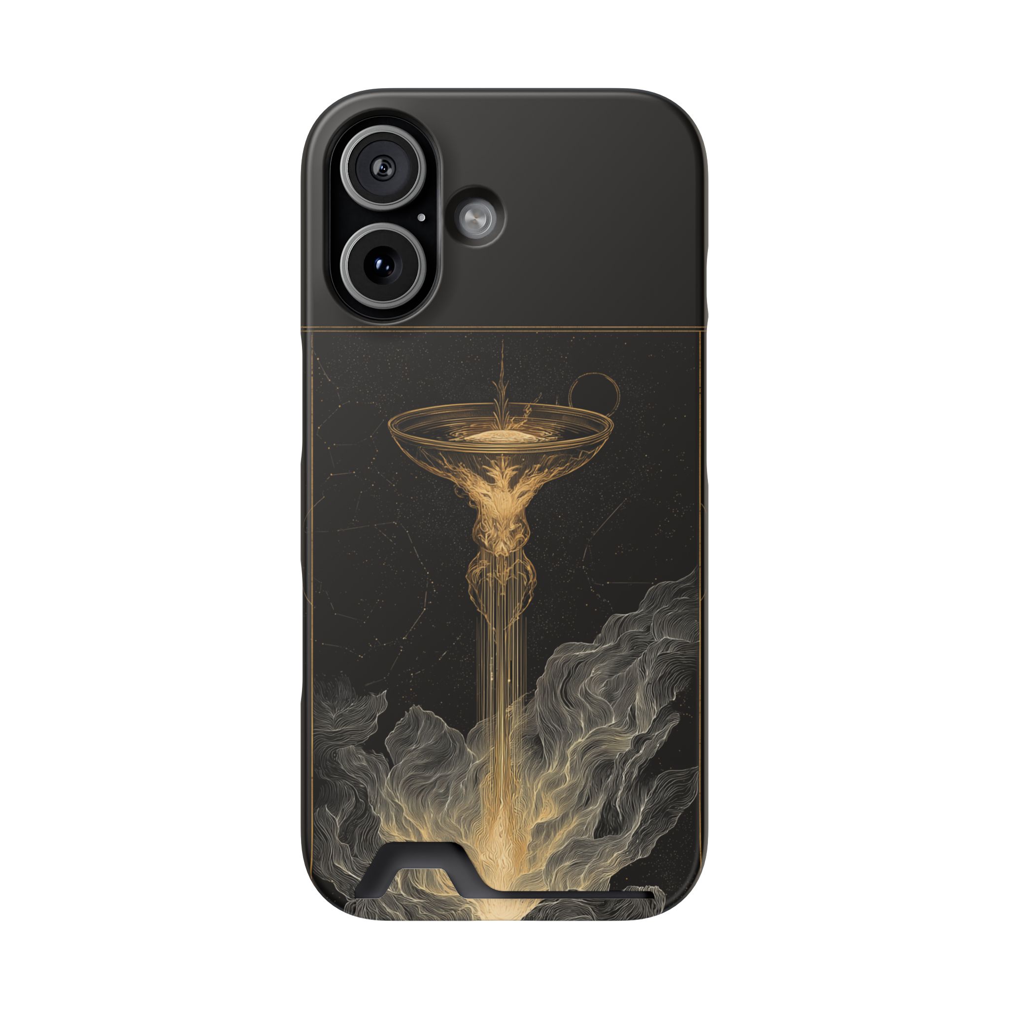 Aquarius Zodiac Phone Case with Card Holder – Celestial Gold Water Bearer - Image 81