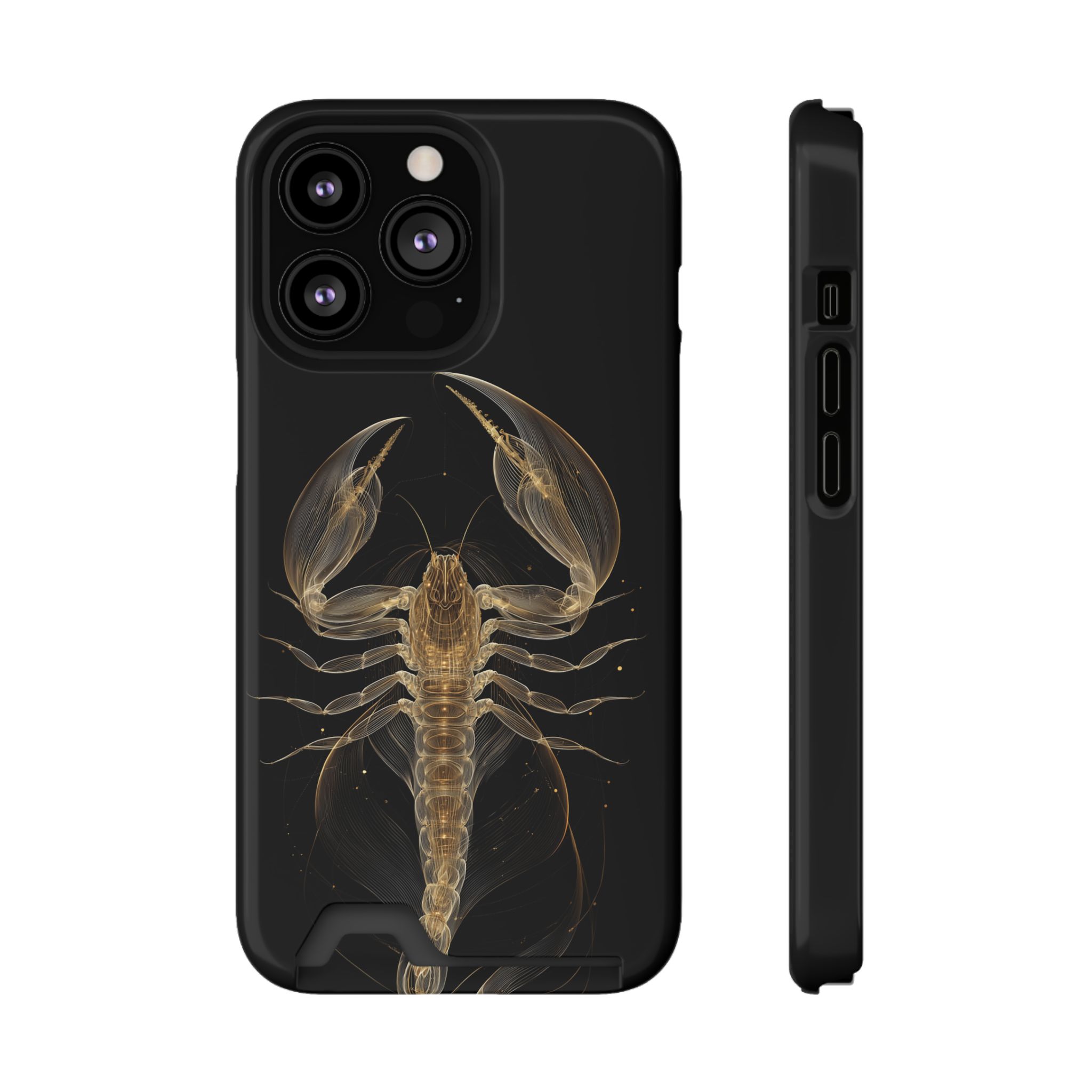 Scorpio Zodiac Phone Case with Card Holder – Celestial Gold Scorpion - Image 41