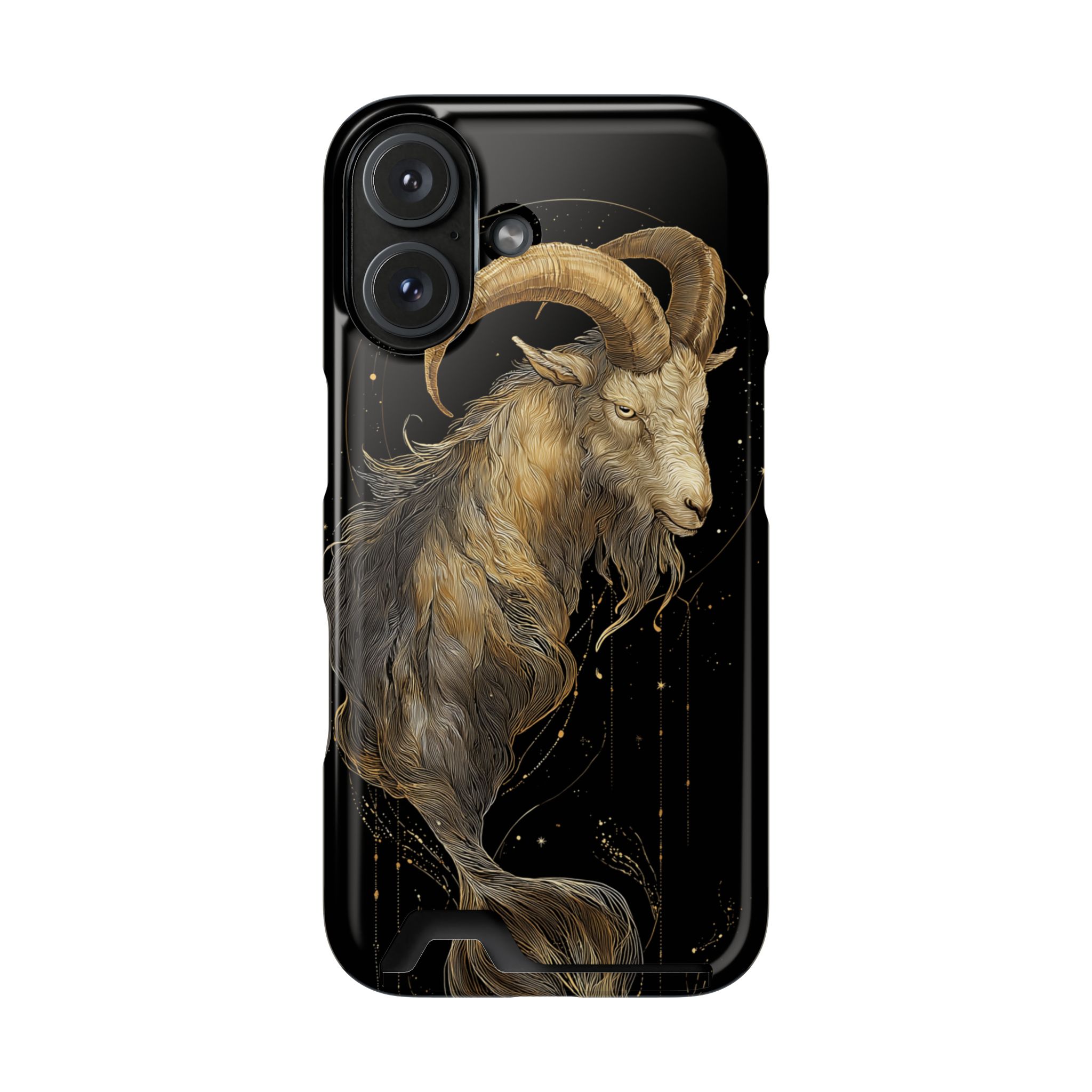 Capricorn Zodiac Phone Case with Card Holder – Celestial Gold Sea-Goat - Image 105